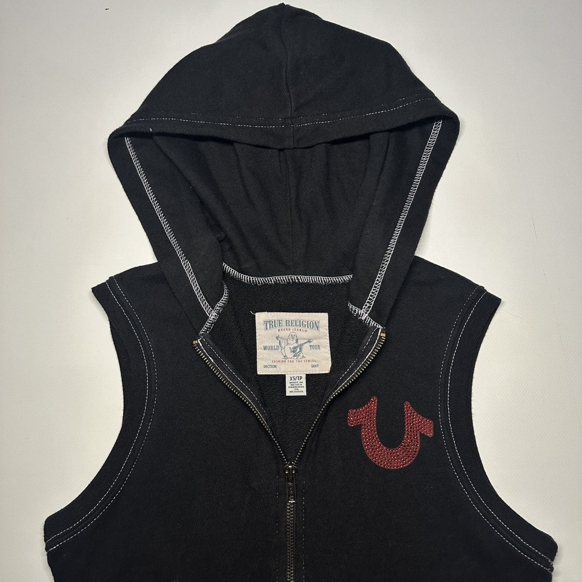 True Religion TRUE RELIGION Sleeveless Hoodie with Crystal Retail $148 Size XS / US 0-2 / IT 36-38 - 6 Thumbnail