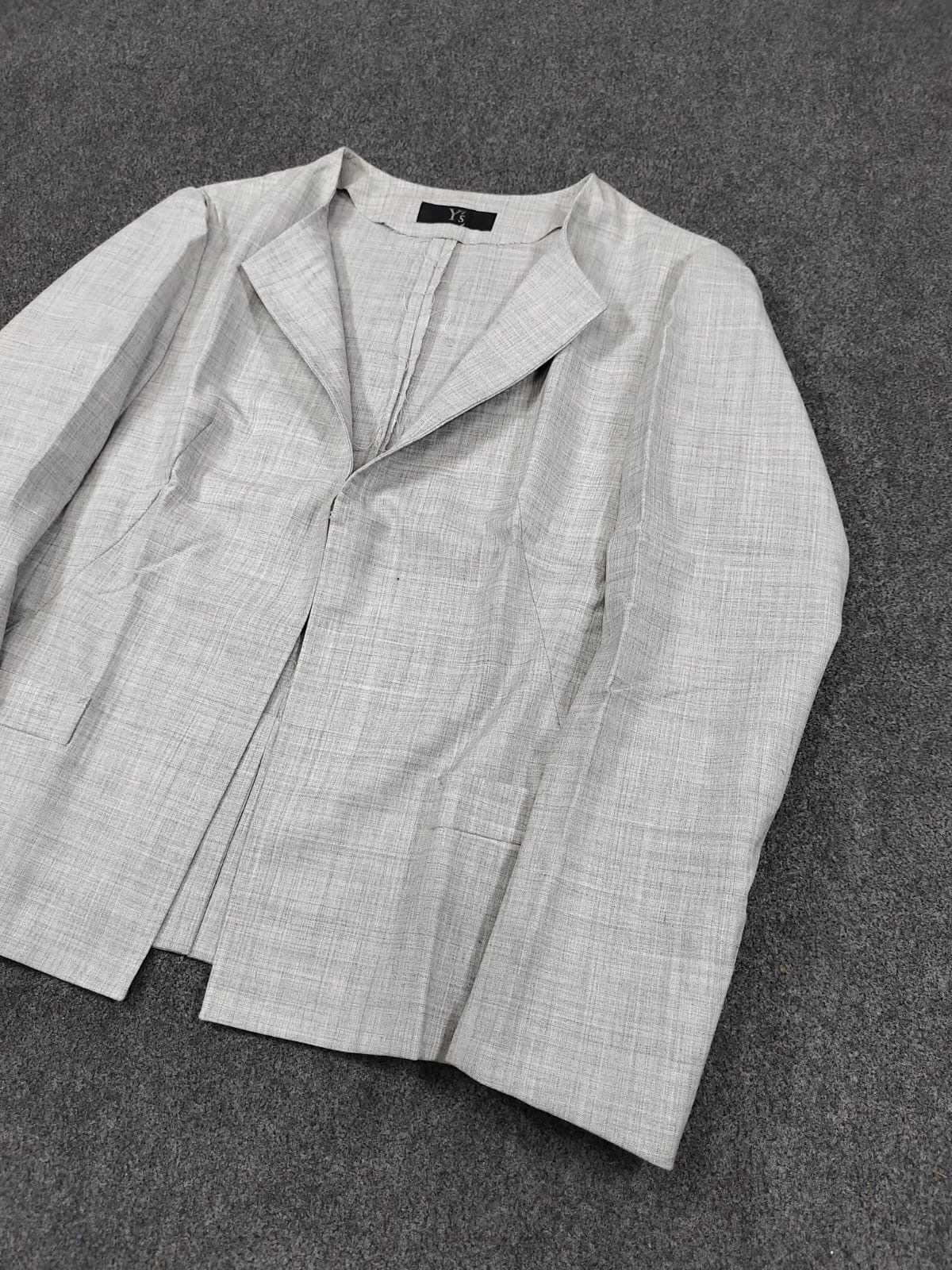 Yohji Yamamoto Y's by Yohji Yamamoto Archive Sample Collarless Grey Blazer Size M / US 6-8 / IT 42-44 - 7 Thumbnail