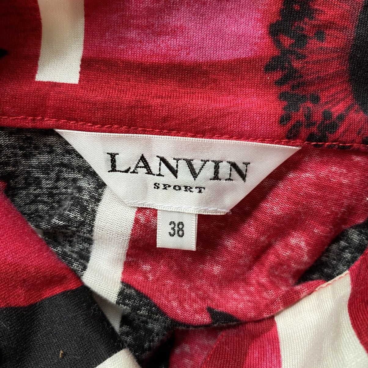 Lanvin LANVIN Red Floral Block Print Blouse with Button Neck Size XS / US 0-2 / IT 36-38 - 8 Thumbnail