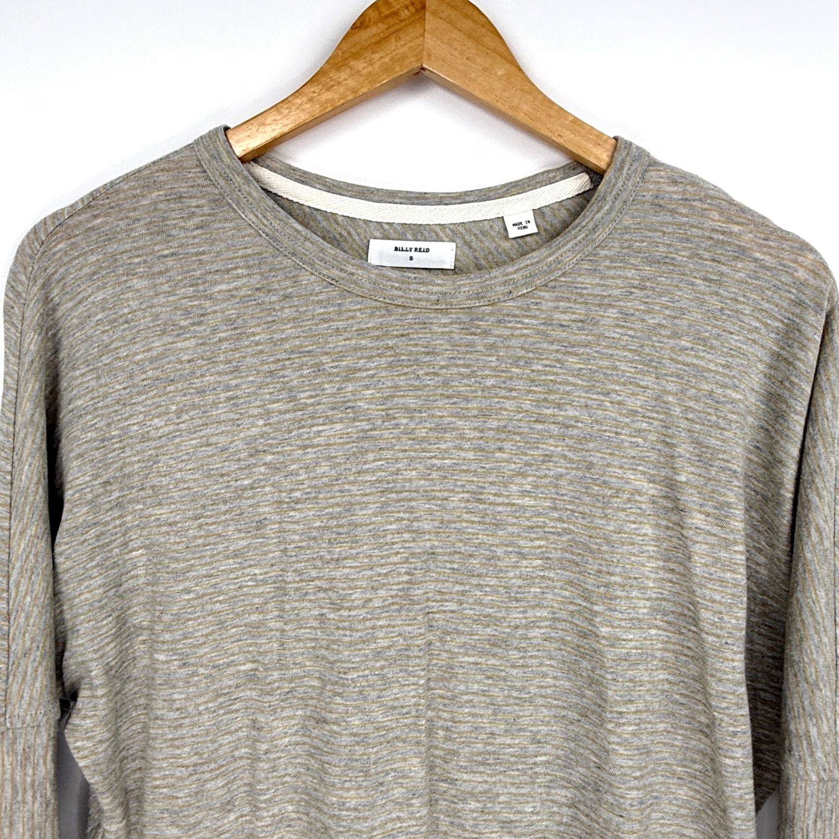 Billy Reid Billy Reid Womens Small Cotton Cashmere Pullover Long Sleeve Striped Knit Crew Neck Sweater Regular Fit Gray 3-Season Vintage? No Size S / US 4 / IT 40 - 2 Thumbnail