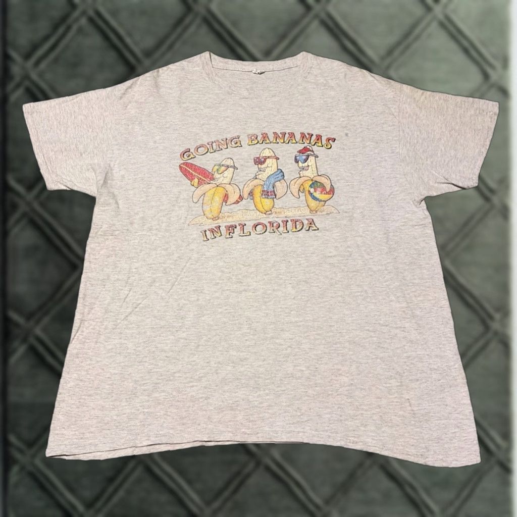 Vintage VINTAGE Going Bananas In Florida Funny Tourist Graphic T-Shirt Large Mens Gray Monkey Retro Shirt Size US L / EU 52-54 / 3 - 1 Thumbnail