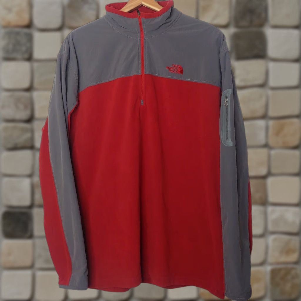 The North Face The North Face Jacket Men XL Fleece 1/4 Zip Brick Red Gray Pullover Coat Size US XL / EU 56 / 4 - 1 Thumbnail
