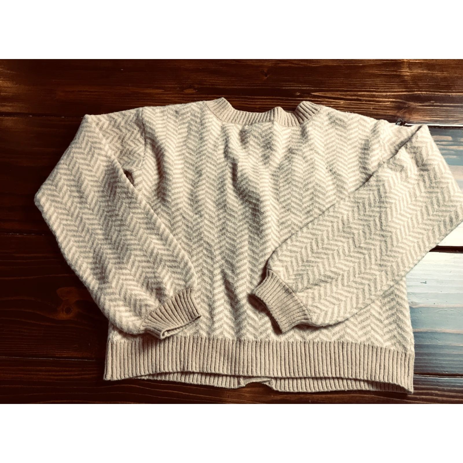 Vintage Sincerely Jules Sweater Cardigan Women's Medium Tan Cream Brown Solid Long Sleeve Casual Fall Spring Summer Regular Fit Womens Size M / US 6-8 / IT 42-44 - 2 Thumbnail