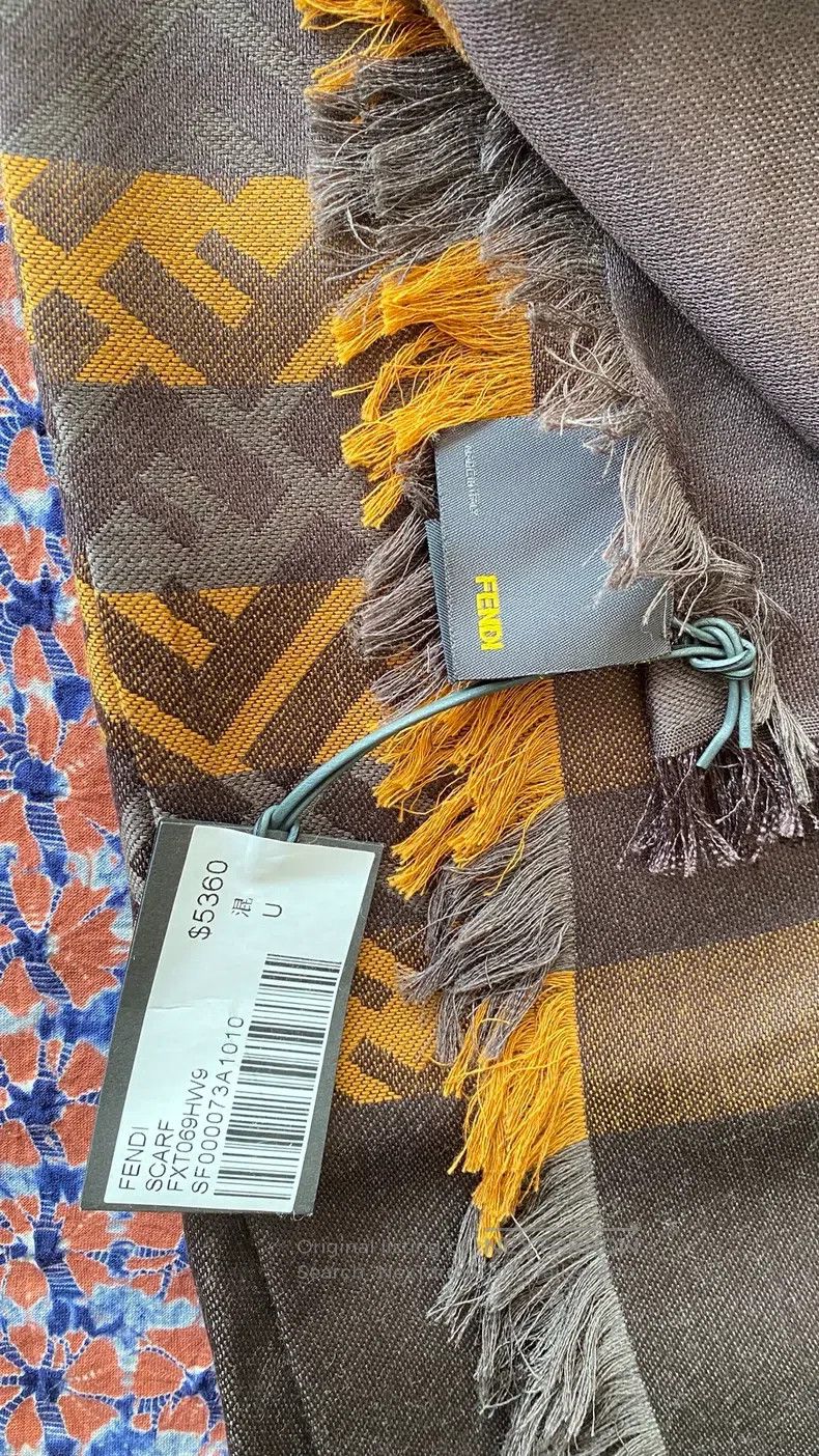 Other Fendi size 140*140cm Monogram Scarf Shawl, Wool Silk Cotton Size ONE SIZE - 5 Thumbnail