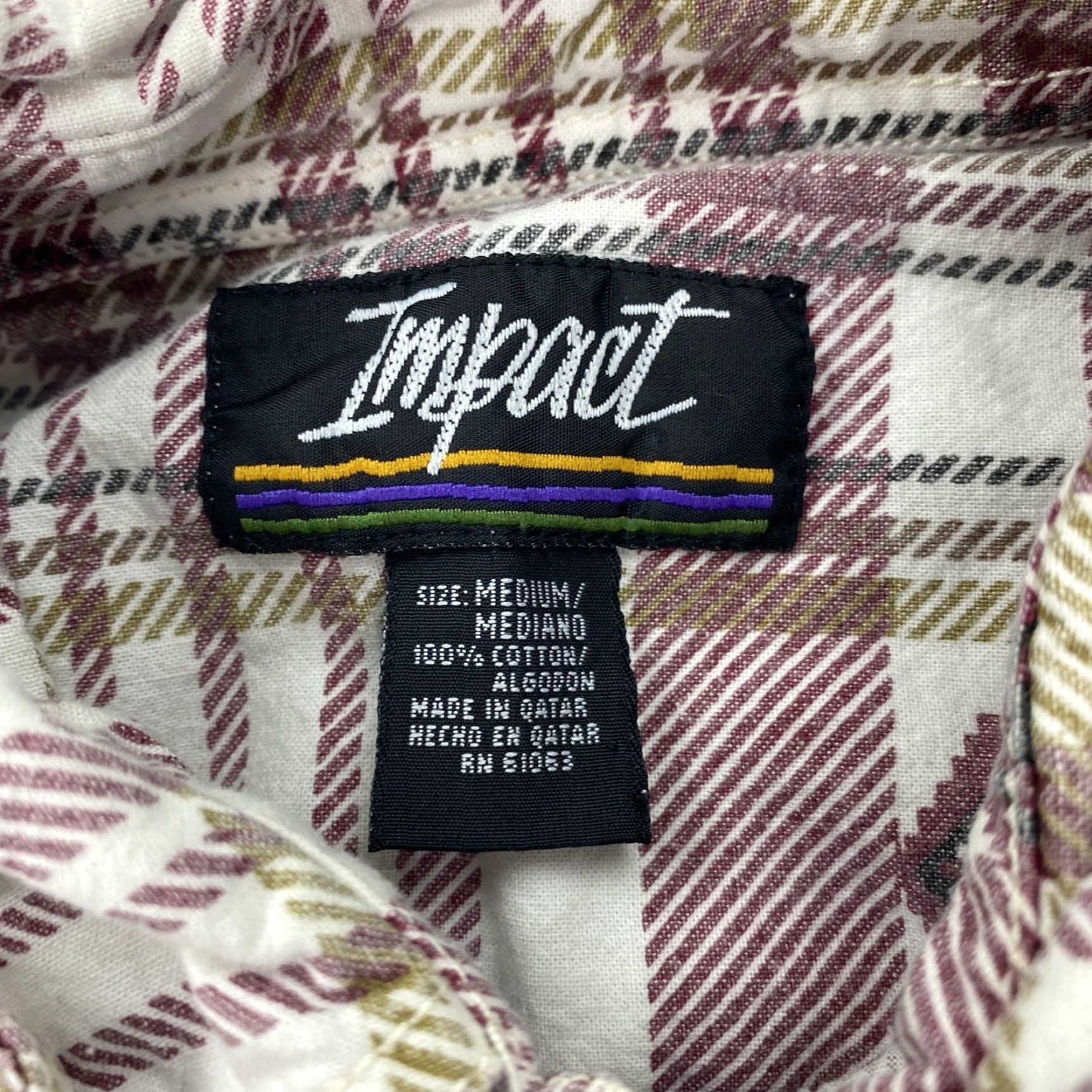 Vintage Impact Shirt Mens M Burgundy Plaid Western Pearl Snap Long Sleeve Aztec Cotton Pockets Button-Up - Collared - Vintage No - Red Size US M / EU 48-50 / 2 - 5 Thumbnail