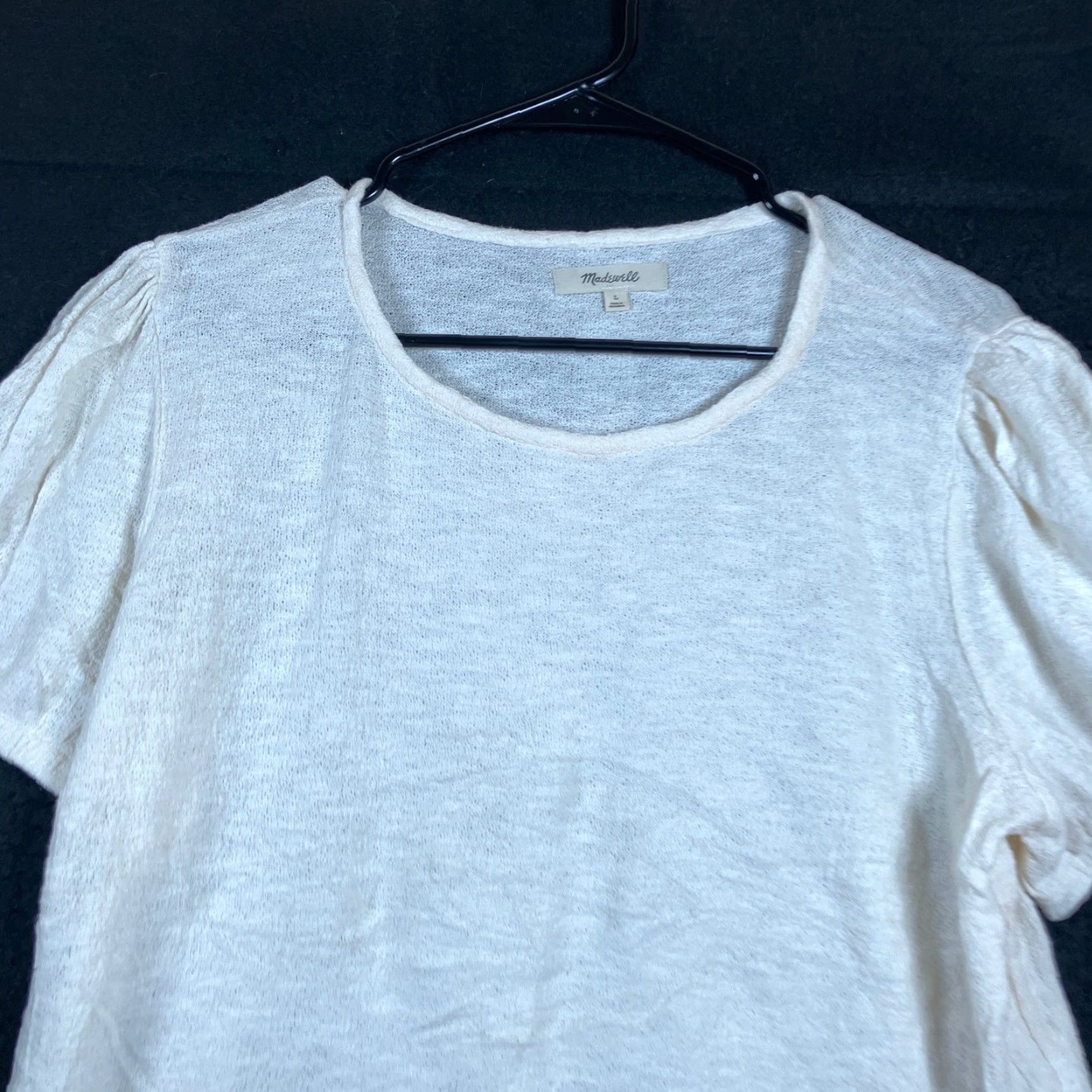 Madewell Madewell Blouse Womens Crew Neck Puff Short Sleeve 100% Cotton L Ivory/Cream Size L / US 10 / IT 46 - 2 Thumbnail
