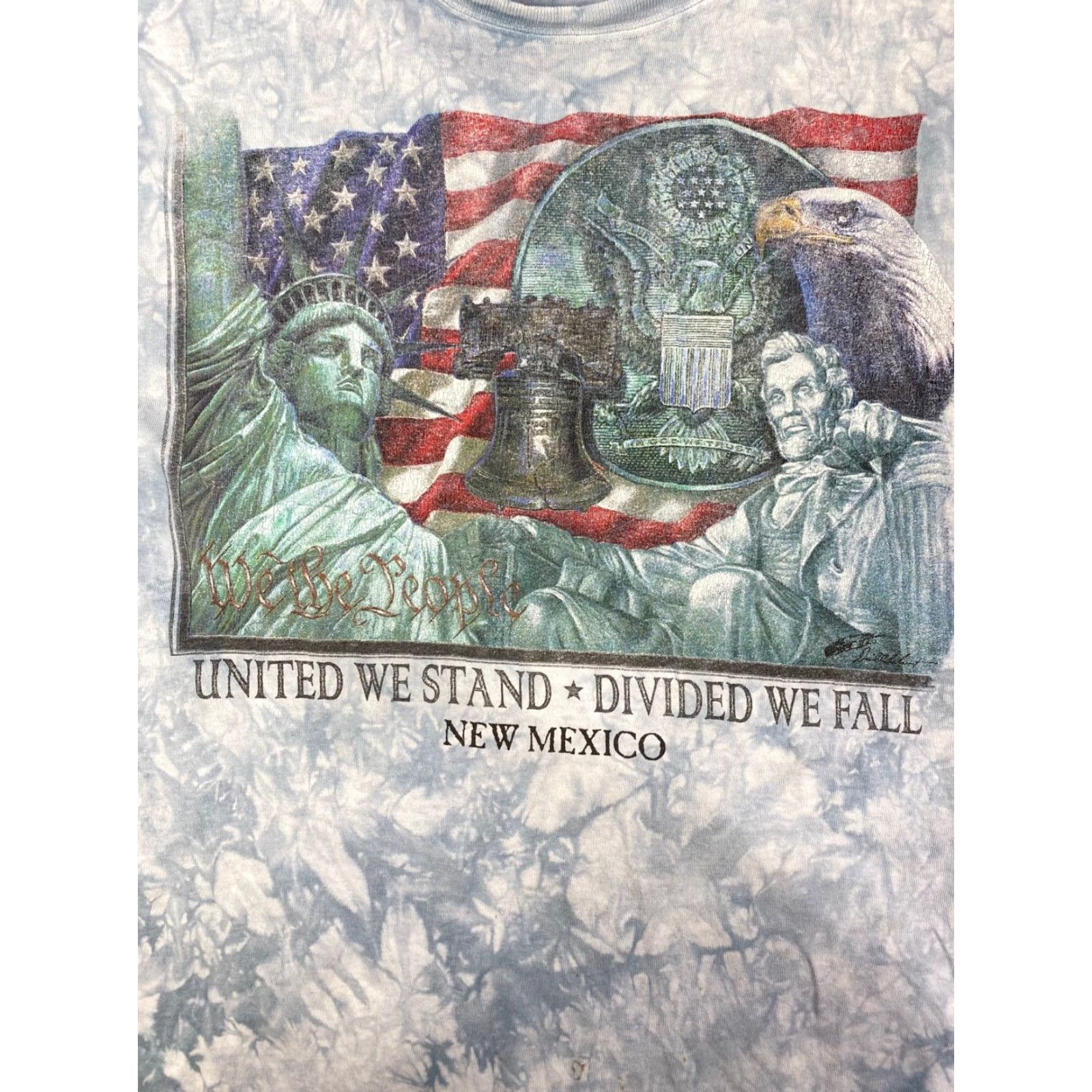 Gildan Gildan T-Shirt Mens XL Multicolor Tie Dye United We Stand Dived We Fall Crew Neck Fall 1958 #1958 Size US XL / EU 56 / 4 - 2 Thumbnail