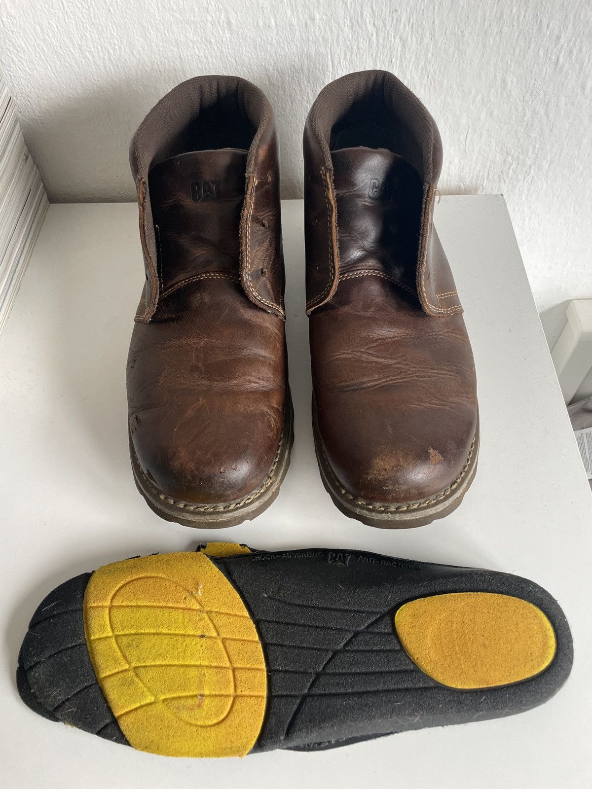 Caterpillar Caterpillar Distressed Leather Work Boots Patina size 46 Size US 12.5 / EU 45-46 - 4 Thumbnail