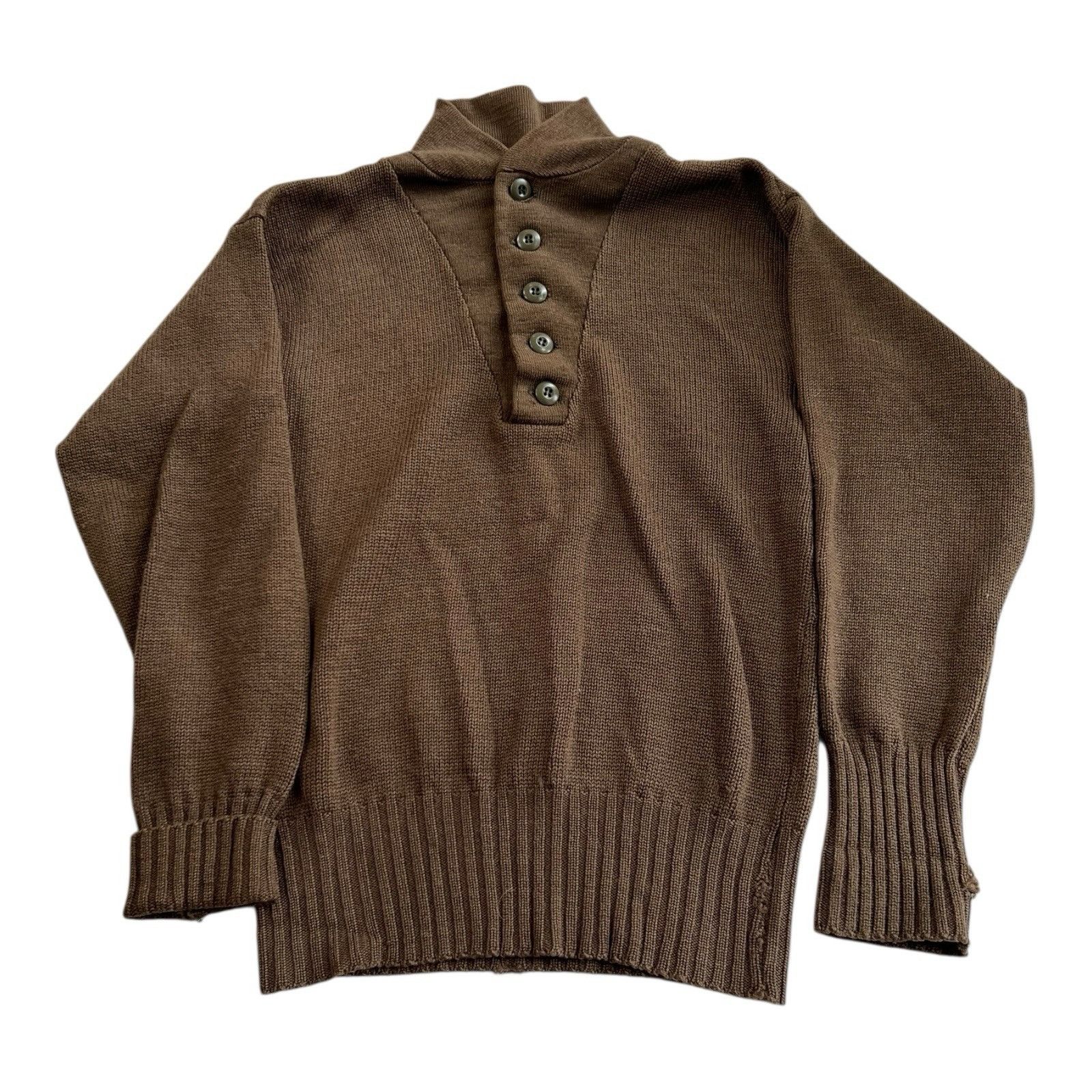 Vintage Jack Young Mens Medium 100% Wool Brown Olive Drab Shawl Butt Size US M / EU 48-50 / 2 - 1 Thumbnail