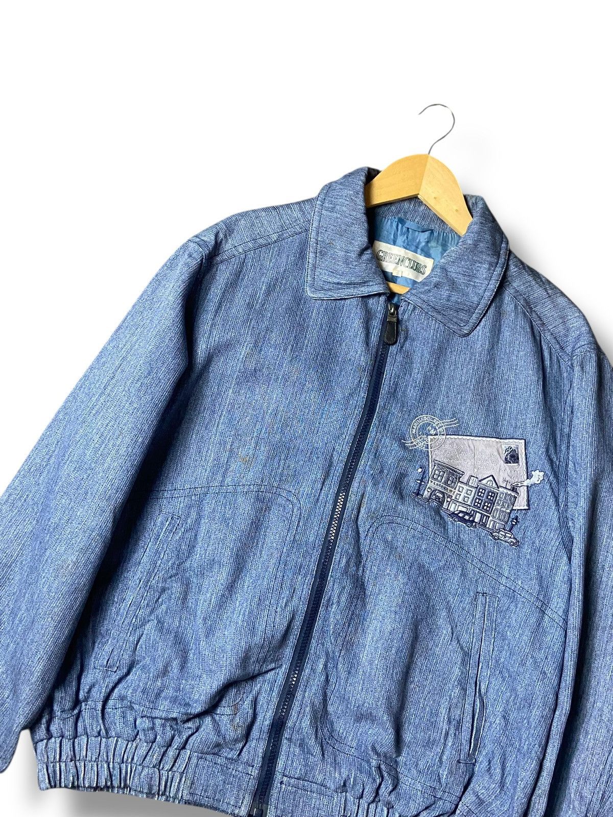 Japanese Brand × Vintage Green Club Brand Denim Jeans Down Jacket (128) Size US S / EU 44-46 / 1 - 7 Thumbnail