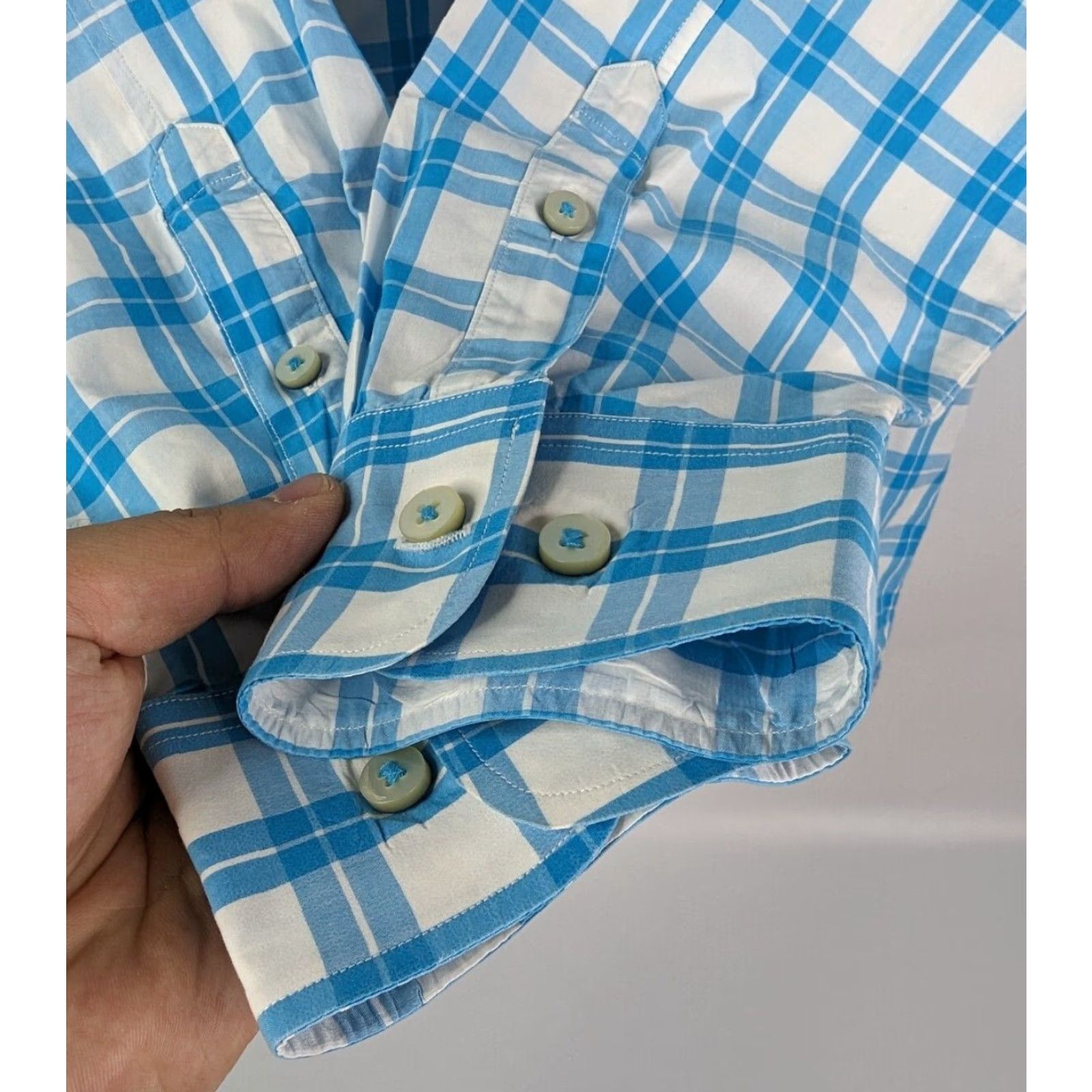 Tommy Bahama Tommy Bahama Blue Checkered Pima Cotton Long Sleeve Button Up Shirt Mens Large Size US L / EU 52-54 / 3 - 3 Thumbnail
