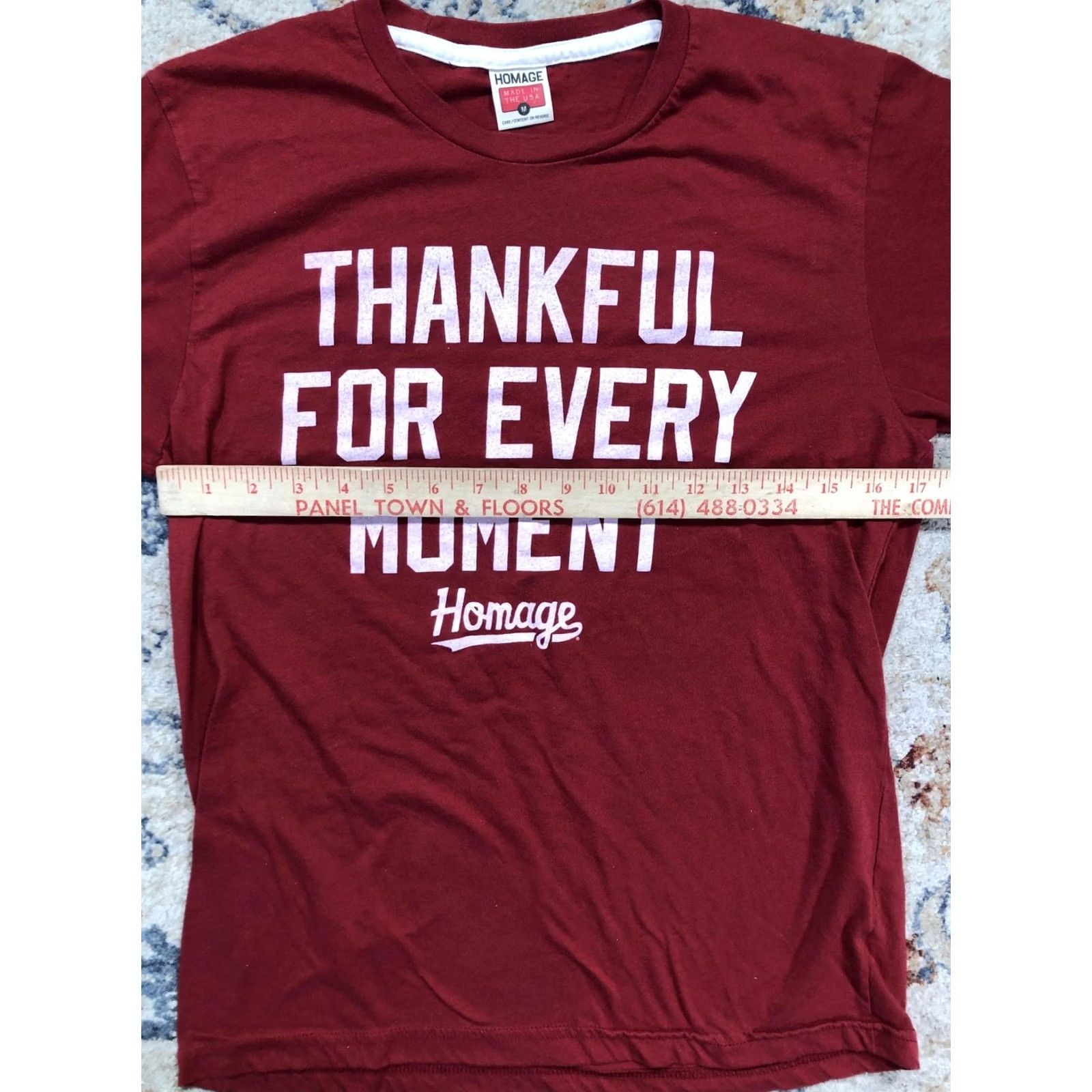 Vintage Homage Shirt Mens M Red Graphic Print Thanksgiving Thankful For Every Moment Crew Neck Short Sleeve Made USA Size US M / EU 48-50 / 2 - 7 Thumbnail
