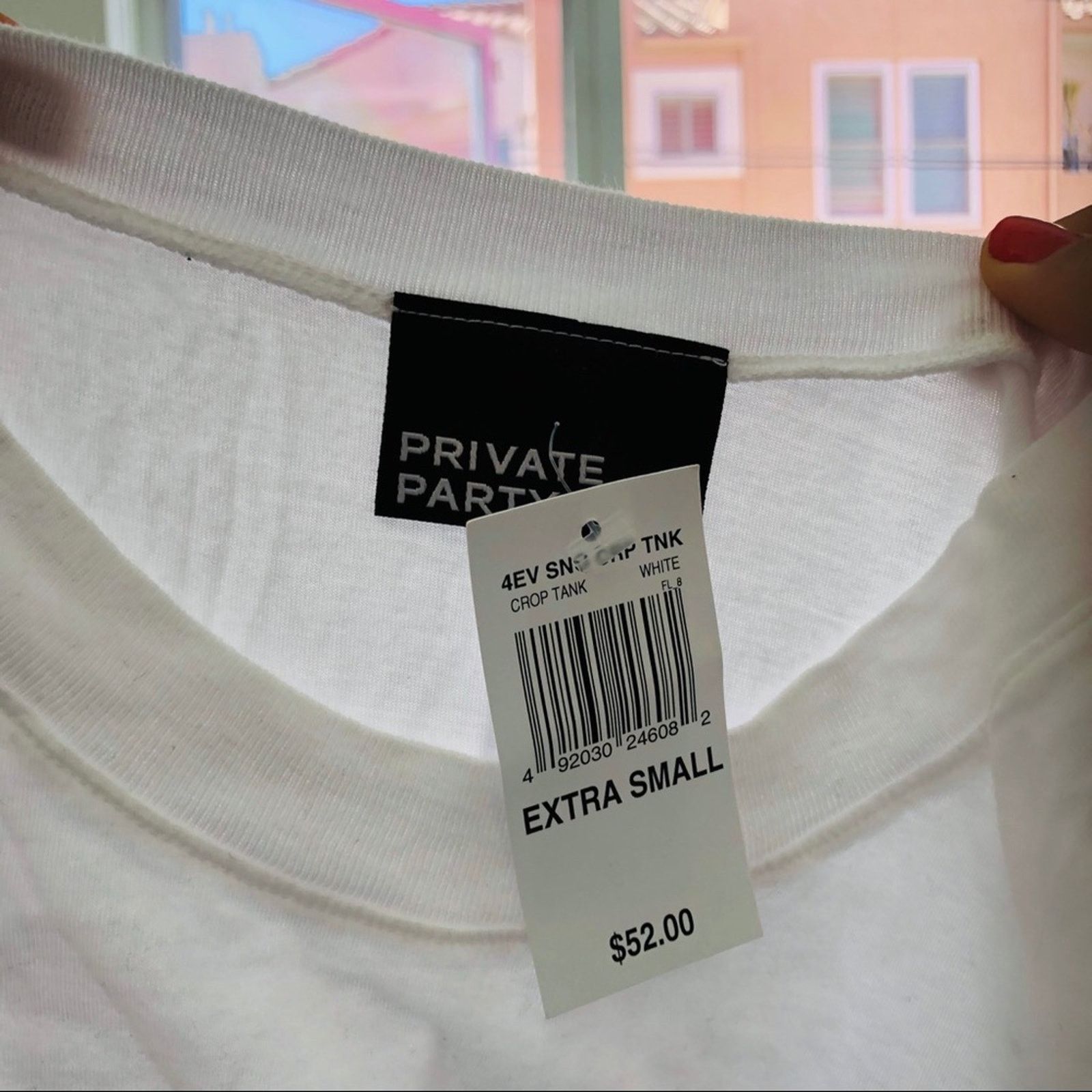 Nordstrom NEW PRIVATE PARTY REVOLVE Forever White Crop Tank Top Shirt Size XS / US 0-2 / IT 36-38 - 6 Thumbnail