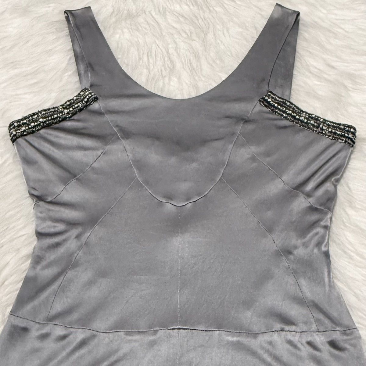 Chanel Genuine Chanel Trimmed Sleeveless Dress 40 Shiny Silver Gray Size M / US 6-8 / IT 42-44 - 8 Thumbnail