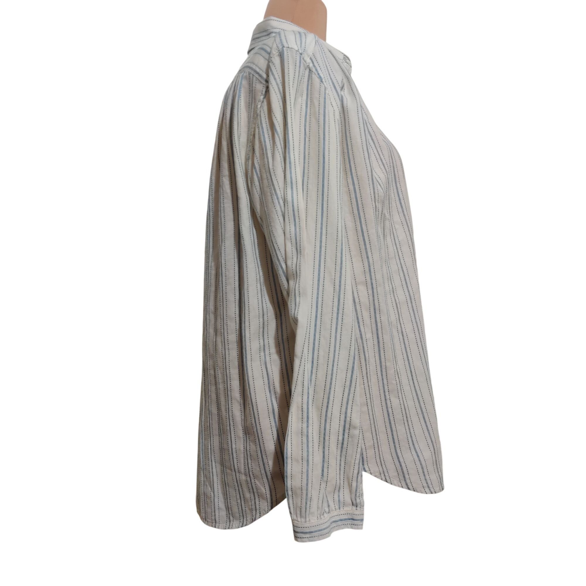 Chaps Chaps L Striped Cotton Shirt Blue White Button Front Long Sl Size L / US 10 / IT 46 - 4 Thumbnail