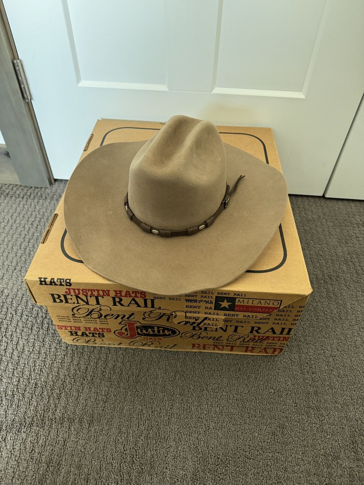 image of Justin Bent Rail 6X Felt Cowboy Hat in Brown, Men's