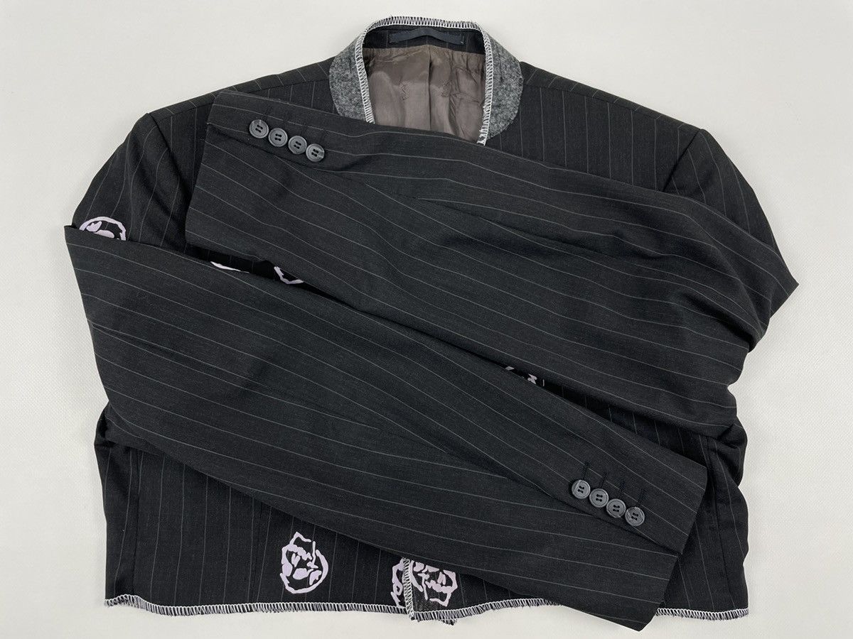 Yves Saint Laurent VTG SAINT LAURENT Wool YSL Logo Skulls Blazer Cropped Jacket Size 52L - 15 Thumbnail