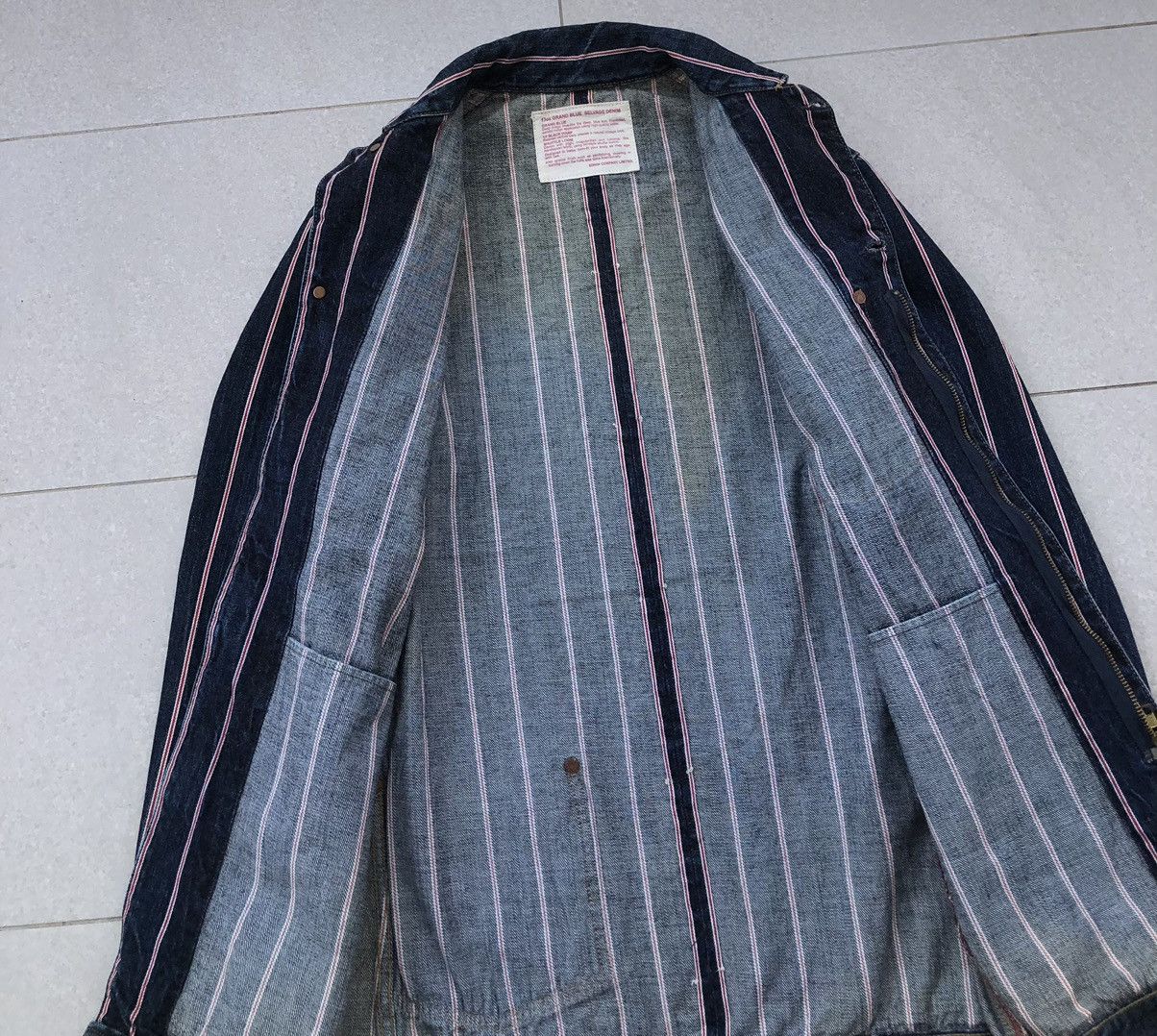 Edwin VTG EDWIN 13oz Grand Blue Selvage Denim Jacket Striped Jeans Size US L / EU 52-54 / 3 - 14 Thumbnail