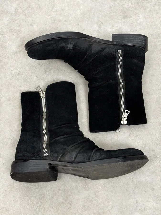 Vintage Amiri Black Eroded Suede Leather Zipper Boots Size US 8 / EU 41 - 2 Thumbnail