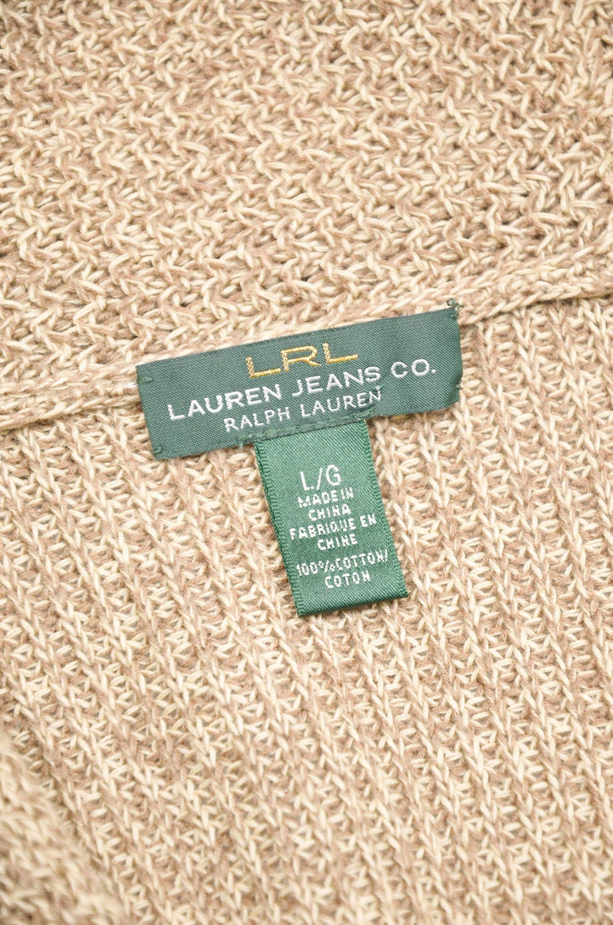 Lauren Ralph Lauren LRL Ralph Lauren Shawl Collar Cotton Cardigan Beige - Size L Size L / US 10 / IT 46 - 8 Thumbnail