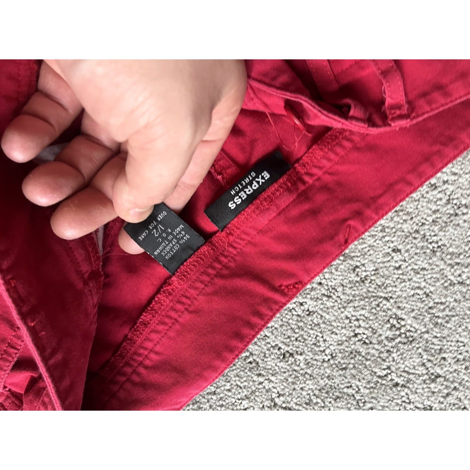 Express Express Women Capri Pants Straight Leg Red Flat Front High Rise Regular 1/2 Size Size 25" / US 0 / IT 36 - 5 Thumbnail