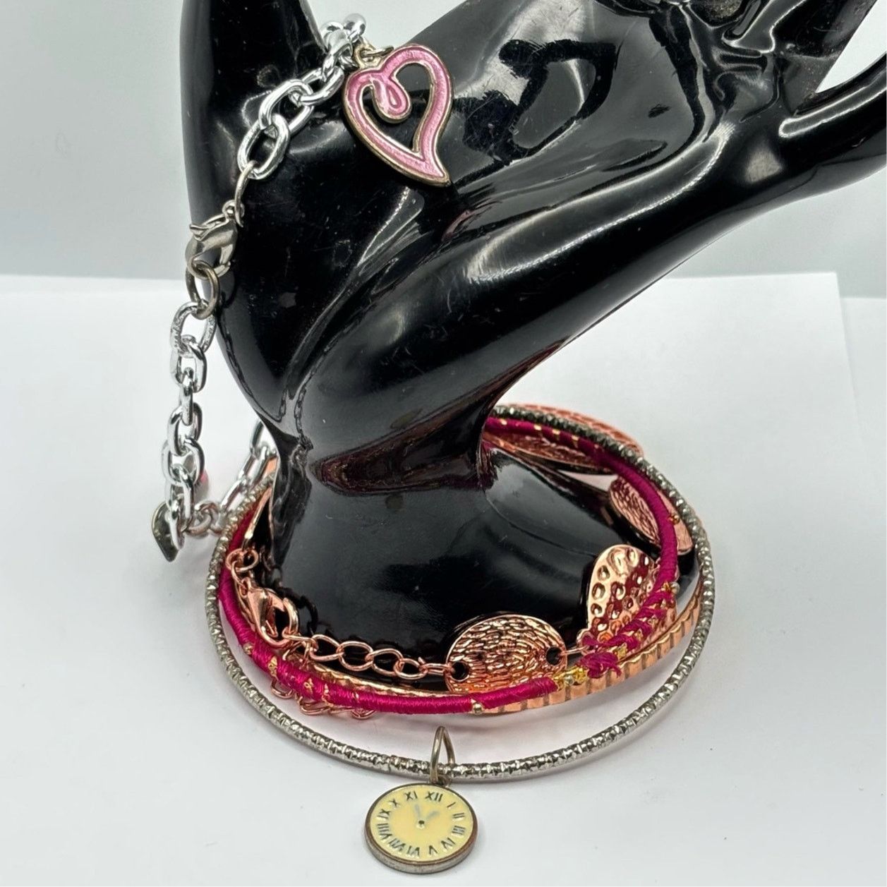 Other Silver & Pink Heart Bracelet Bundle Size ONE SIZE - 1 Thumbnail