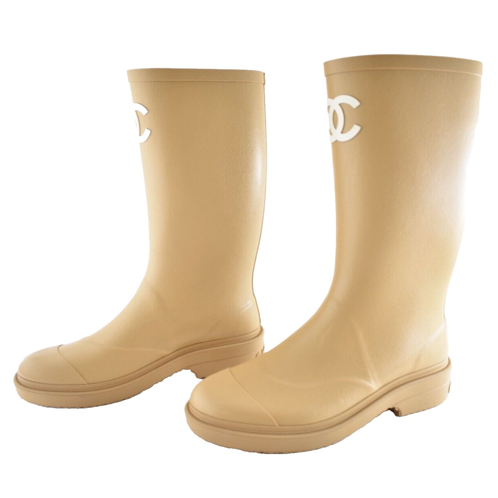 Chanel Wellington Wellies CC Logo Pull On Rubber Rain Boots 40 Size US 10 / IT 40 - 17 Thumbnail