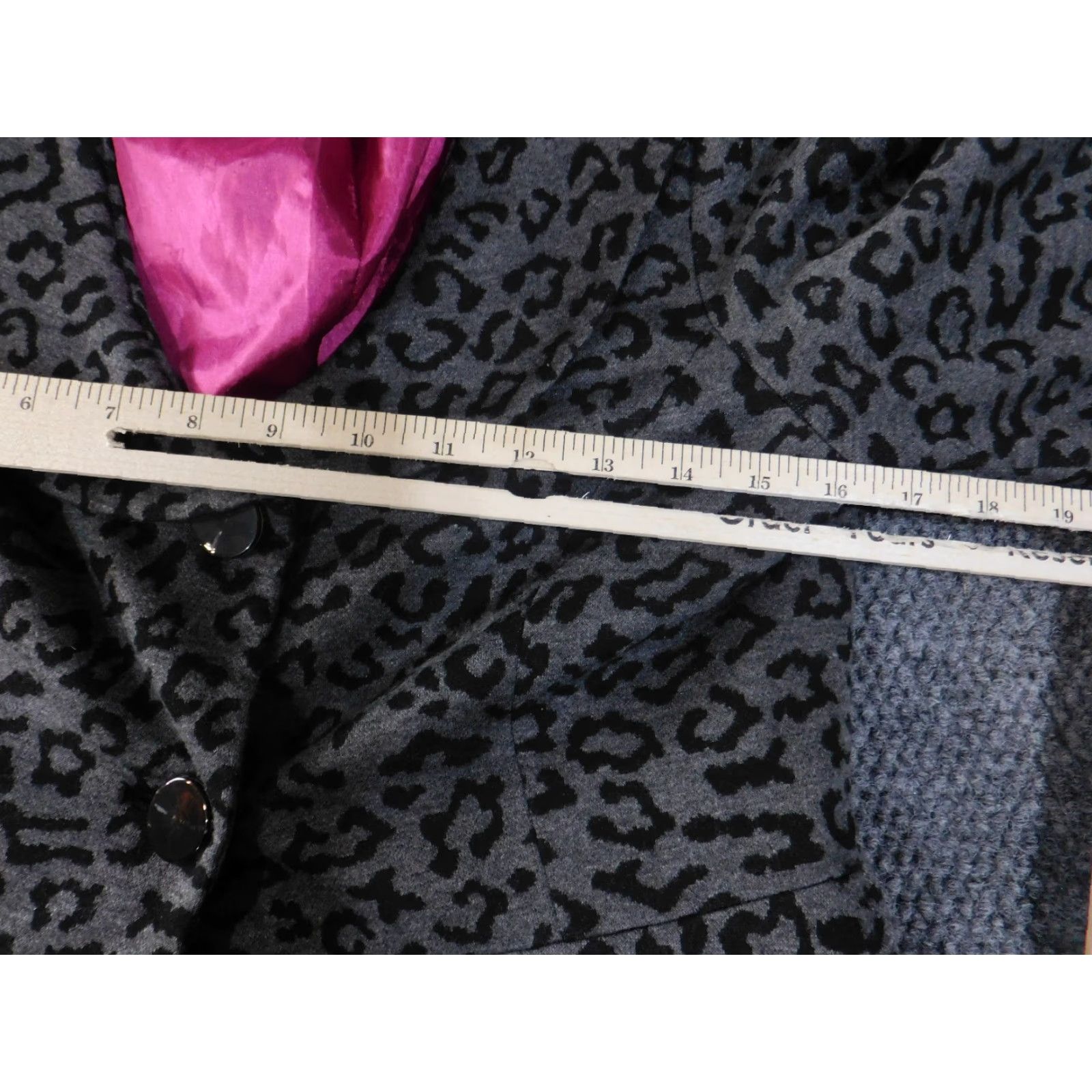 Sandro Sandro Blazer Womens Small Gray Leopard Print Pink Lined Button Front Jacket Size S / US 4 / IT 40 - 7 Thumbnail