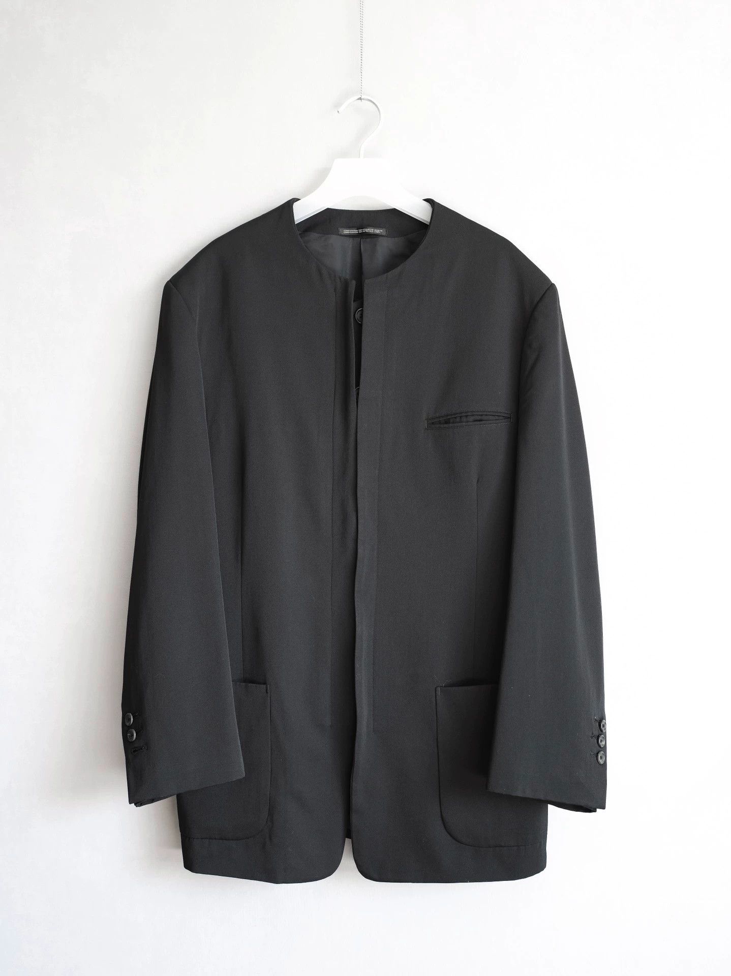 Yohji Yamamoto Yohji Yamamoto Concealed Button Collarless Jacket Size US S / EU 44-46 / 1 - 1 Thumbnail