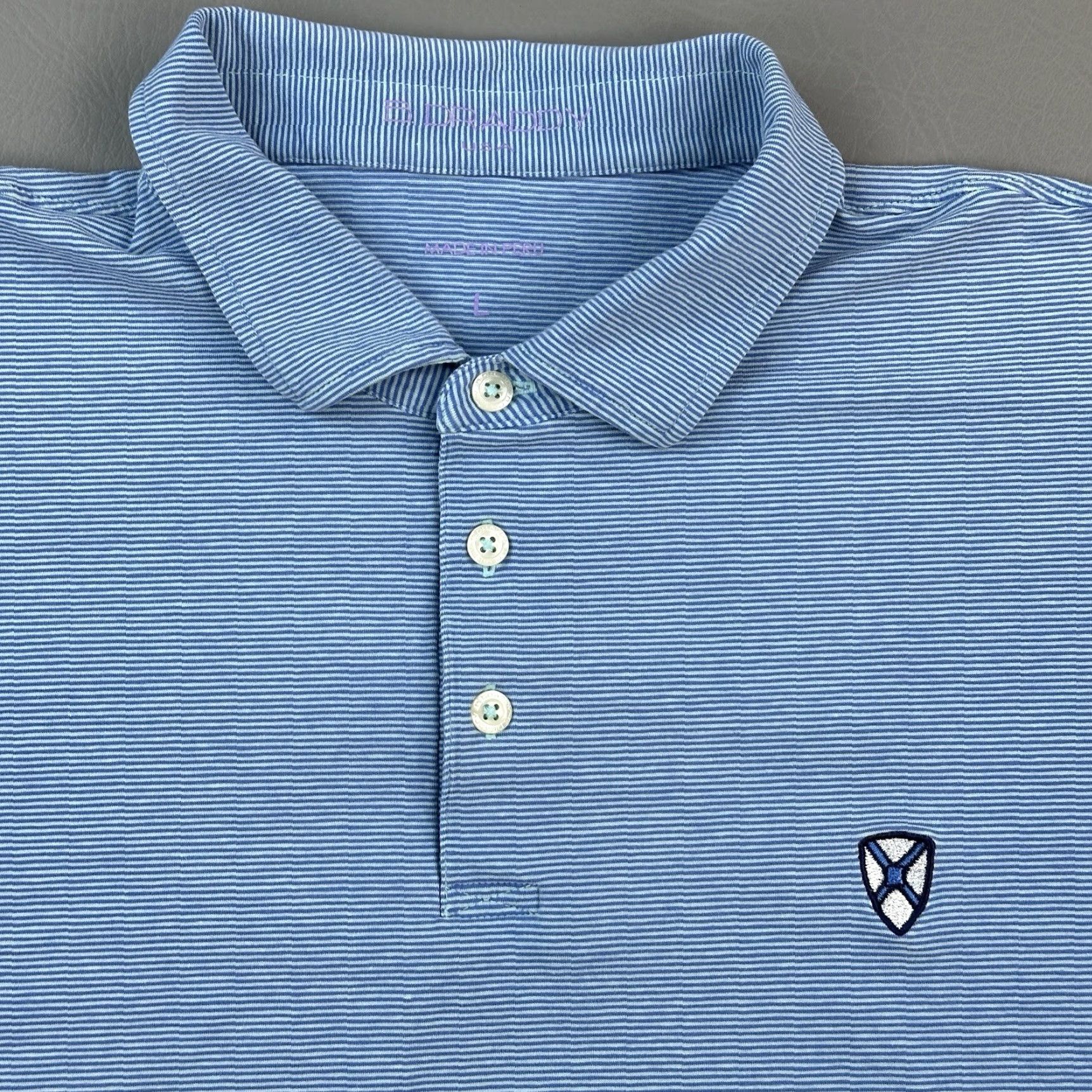 Vintage B Draddy Sport Polo Shirt Mens Large Blue Stripe Embroidered Performance Golf Shirt Mens Large Blue Stripe Embroidered Logo Sports Golf Size US L / EU 52-54 / 3 - 2 Thumbnail