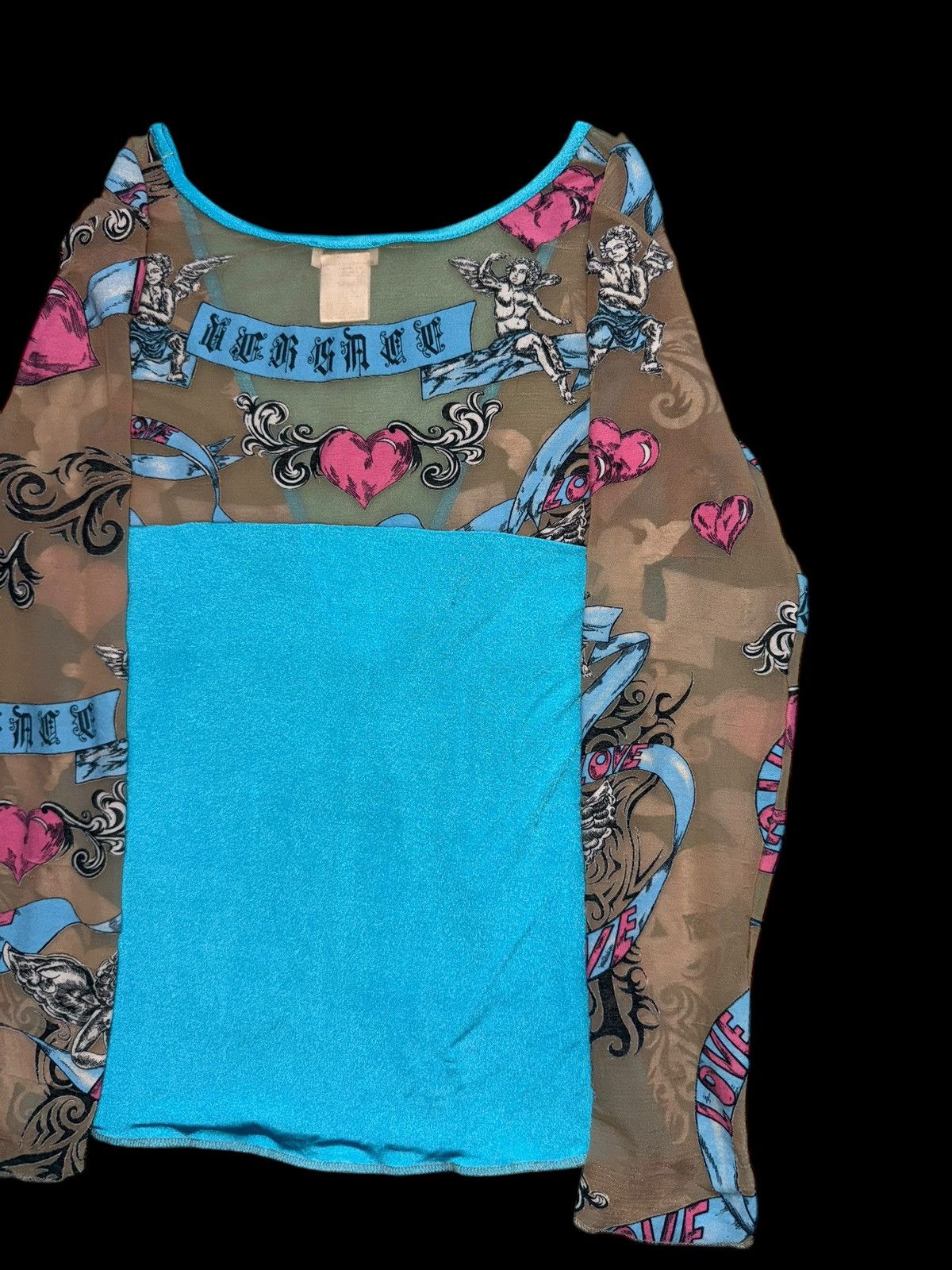 Versace Vintage Versace Sheer Mesh Top Blouse Tattoo Angels Print Size M / US 6-8 / IT 42-44 - 11 Thumbnail