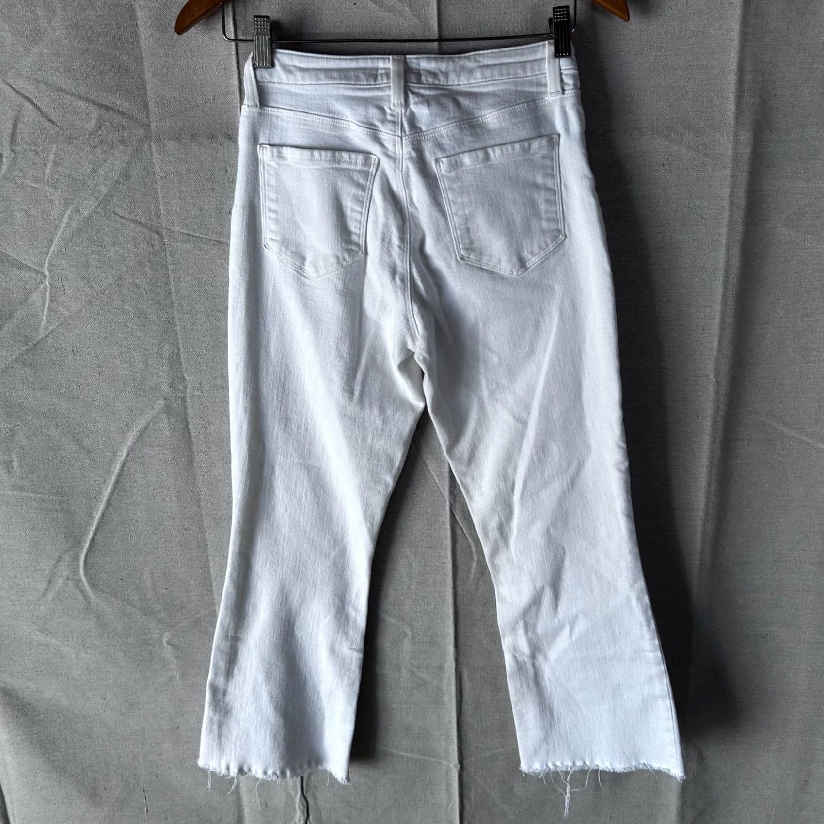 L'AGENCE VINTAGE? No. L'AGENCE Kendra High Rise Cropped Flare Jeans White Raw Hem 26 2651ISK Size 26" / US 2 / IT 38 - 3 Thumbnail
