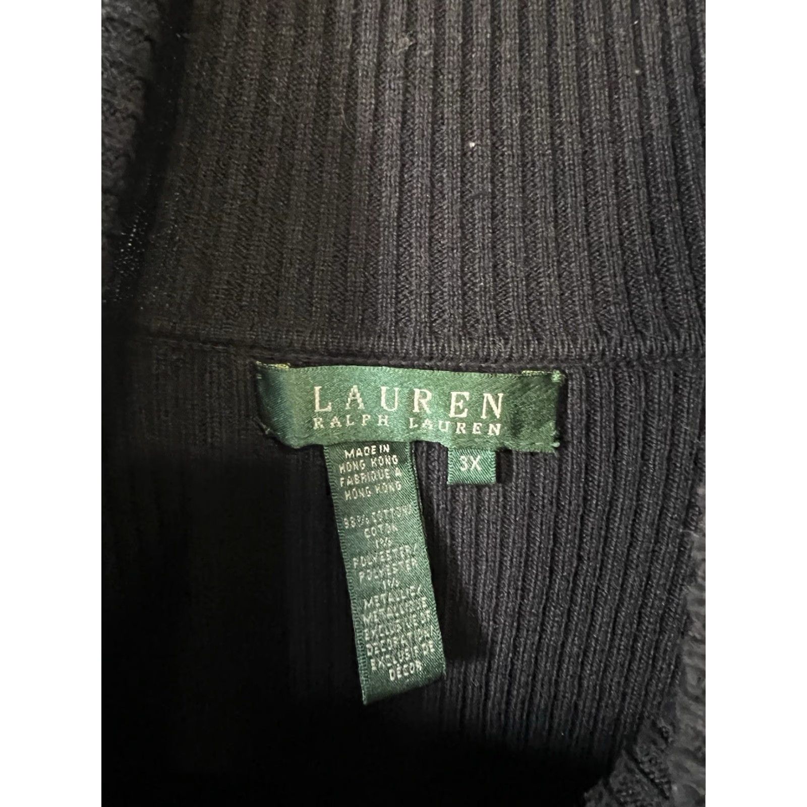 Ralph Lauren Lauren Ralph Lauren Womens Pullover Sweatshirt Black 3X Cotton Ribbed Size 3X Plus Sweatshirt Womens Black 3X Lauren Ralph Lauren Size XXL / US 16-18 / IT 52-54 - 3 Thumbnail