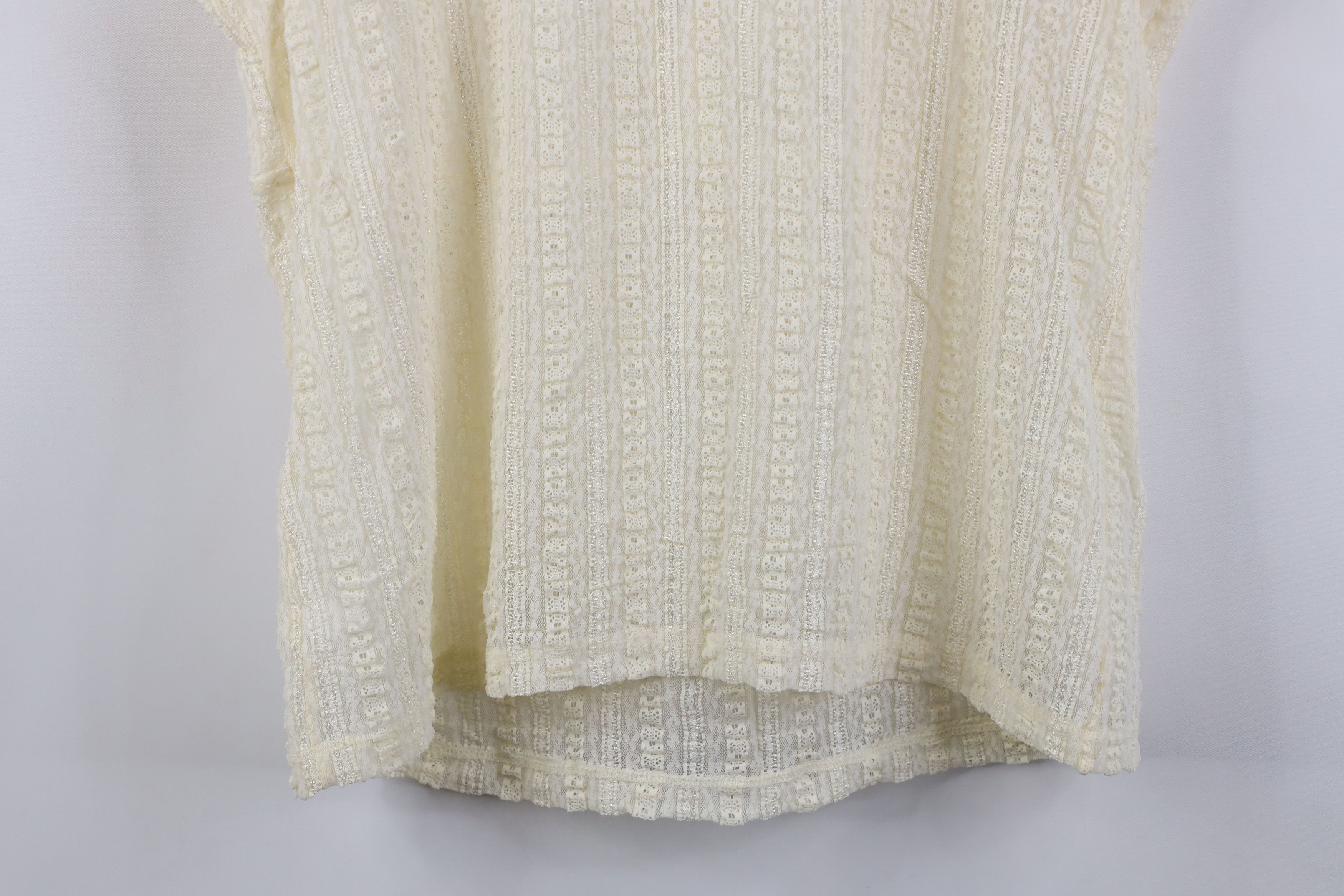 Vintage Vintage 90s Y2K Babydoll Lace Stretch Shirt Top Cream USA Size XL / US 12-14 / IT 48-50 - 11 Thumbnail