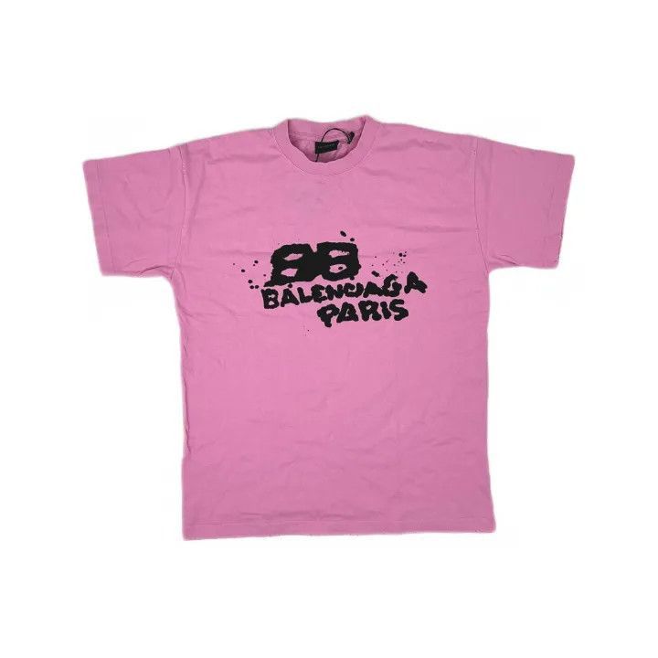 Balenciaga Hand Drawn BB Logo Pink T-Shirt 0079-2507