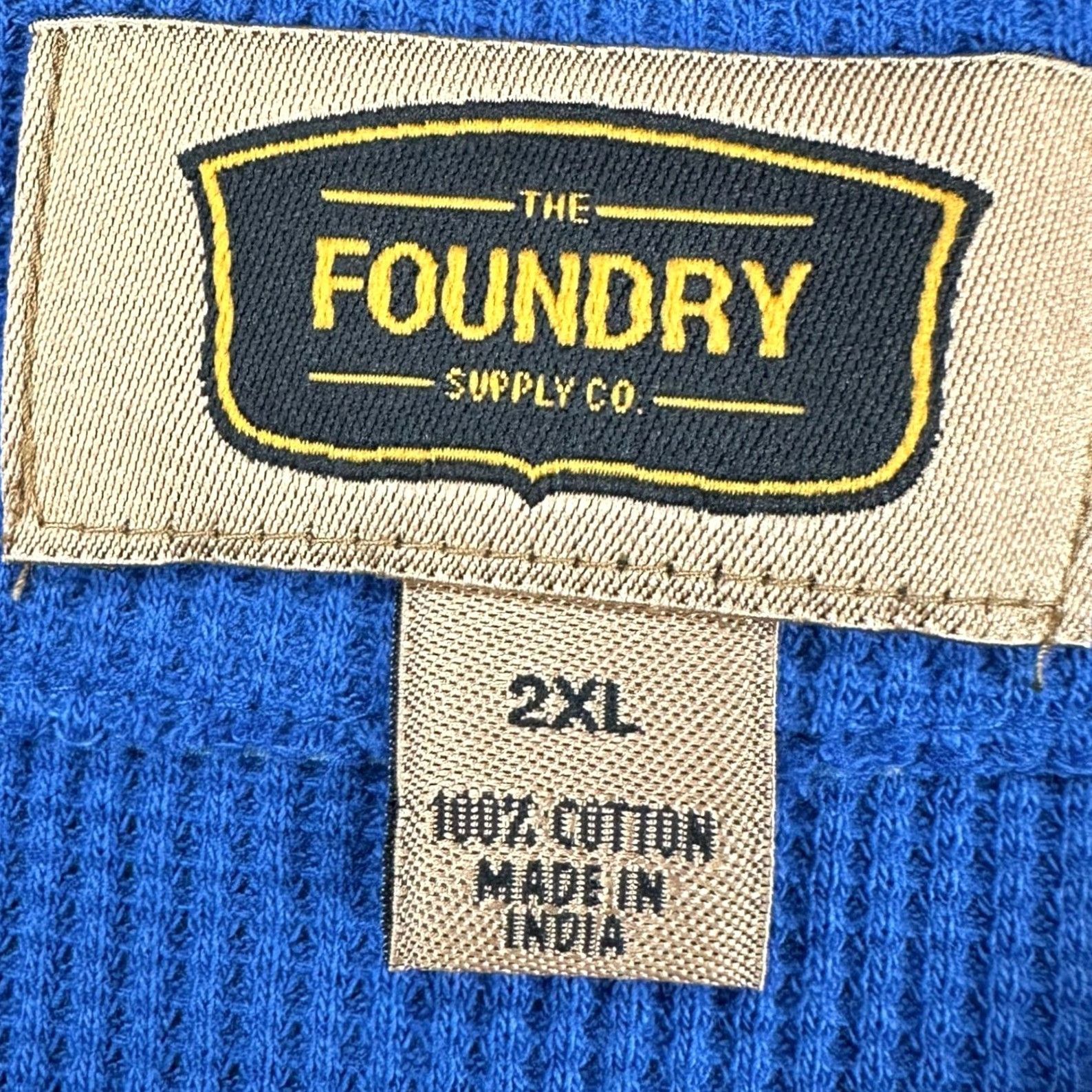 Vintage VINTAGE? The Foundry Supply Co. Mens Thermal Sweater 2XL Blue Crewneck Waffle Knit NEW Size US XXL / EU 58 / 5 - 5 Thumbnail