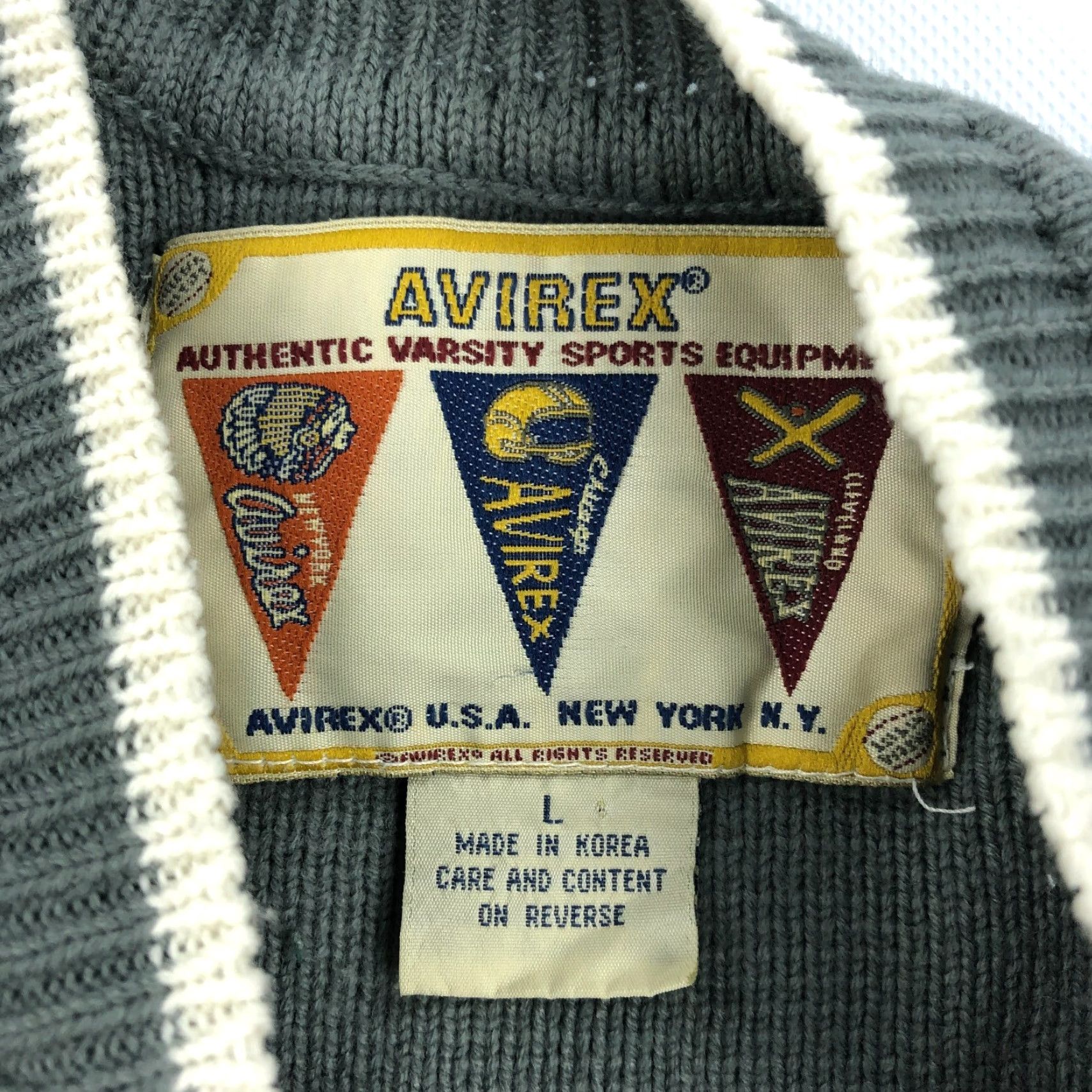 Avirex VINTAGE Avirex Sweater Vest Mens L Preppy Tennis Sleeveless Gray V-Neck Twotone Knit Shirt Size US L / EU 52-54 / 3 - 3 Thumbnail