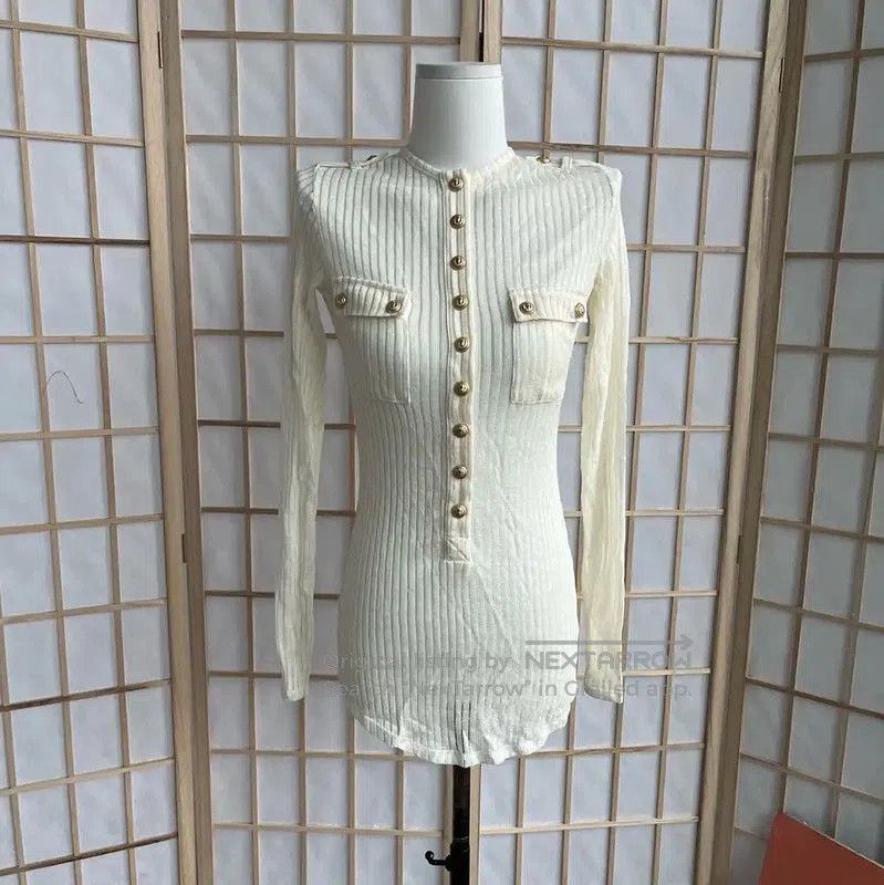 Balmain Balmain Cream Cotton Women's Pullover Sweater . Size S / US 4 / IT 40 - 1 Thumbnail