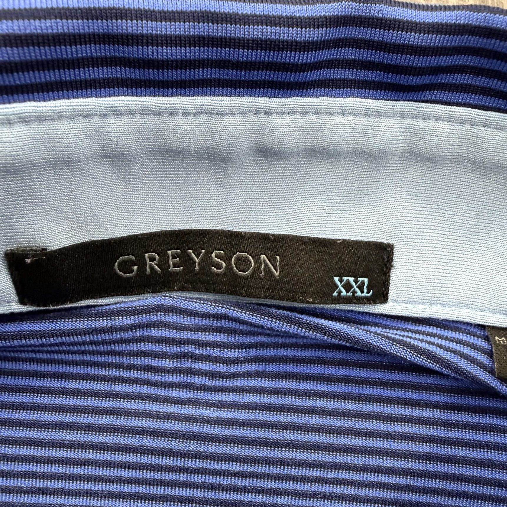 Vintage Greyson Polo Shirt Mens 2XL Blue Striped Golf Performance Stretch Polo Shirt Mens 2XL Blue Striped Golfing Performance Stretch Size US XXL / EU 58 / 5 - 4 Thumbnail