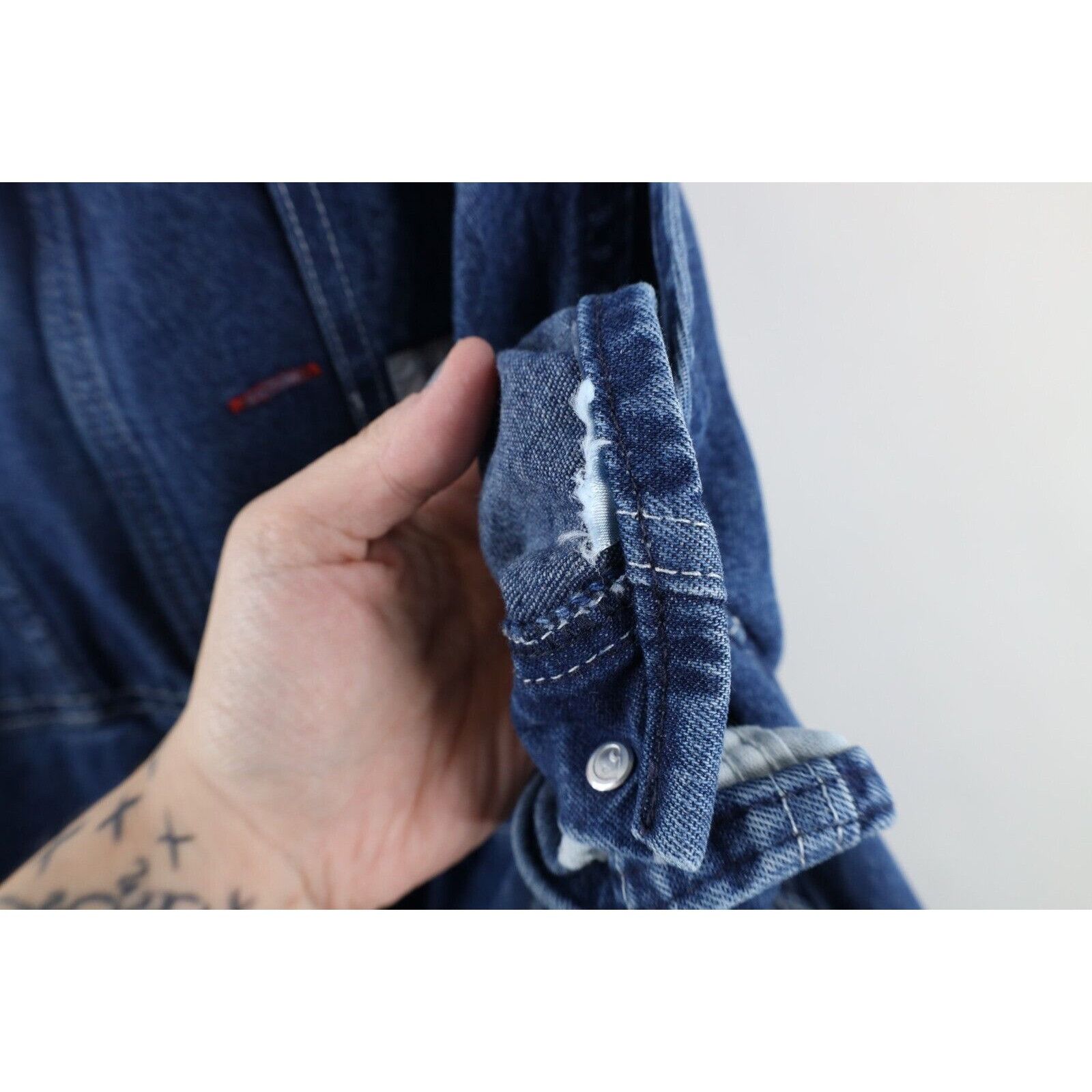 Carhartt × Vintage Vintage 90s Carhartt Distressed Spell Out Denim Overalls Size US 42 / EU 58 - 9 Thumbnail