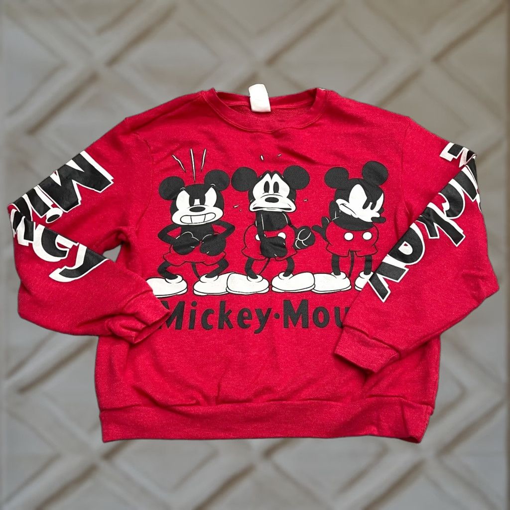 Disney Disney Mickey Mouse Pullover Sweatshirt Juniors L Red Crew Neck Cartoon Disney Man Woman? Size L / US 10 / IT 46 - 1 Thumbnail