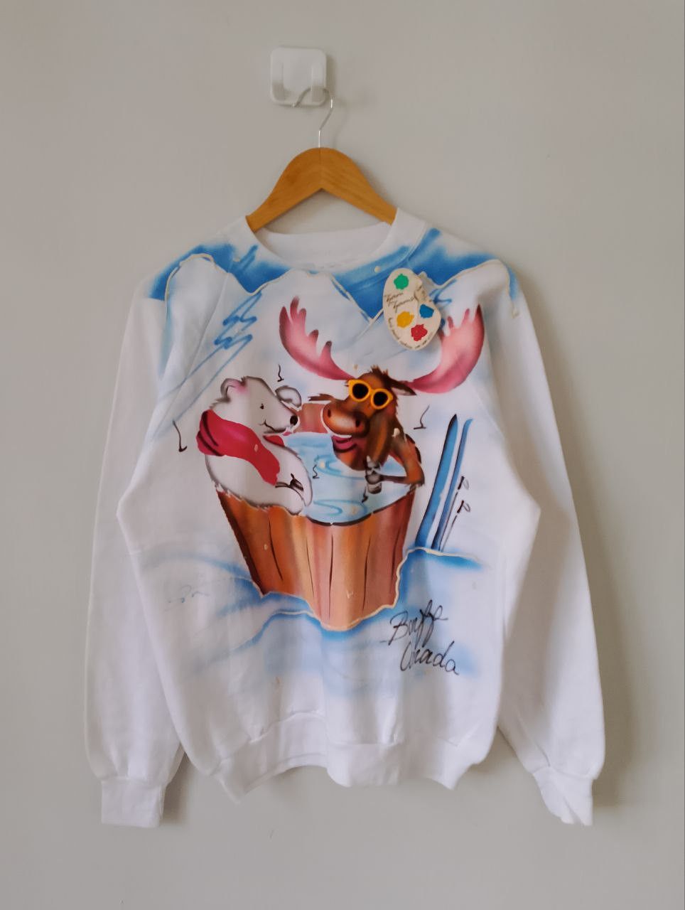 Vintage Vintage 90s BANFF CANADA Hand Printed NOS Sweatshirt Size US L / EU 52-54 / 3 - 1 Thumbnail