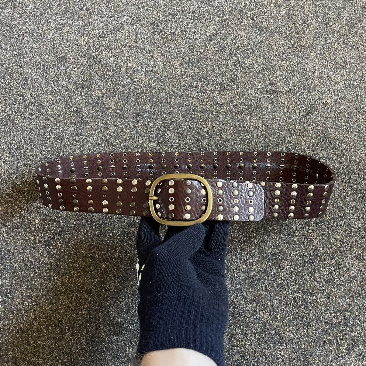 Vintage Vintage 90s Japanese Studded Leather Belt Goth Archive OS Size ONE SIZE - 1 Thumbnail
