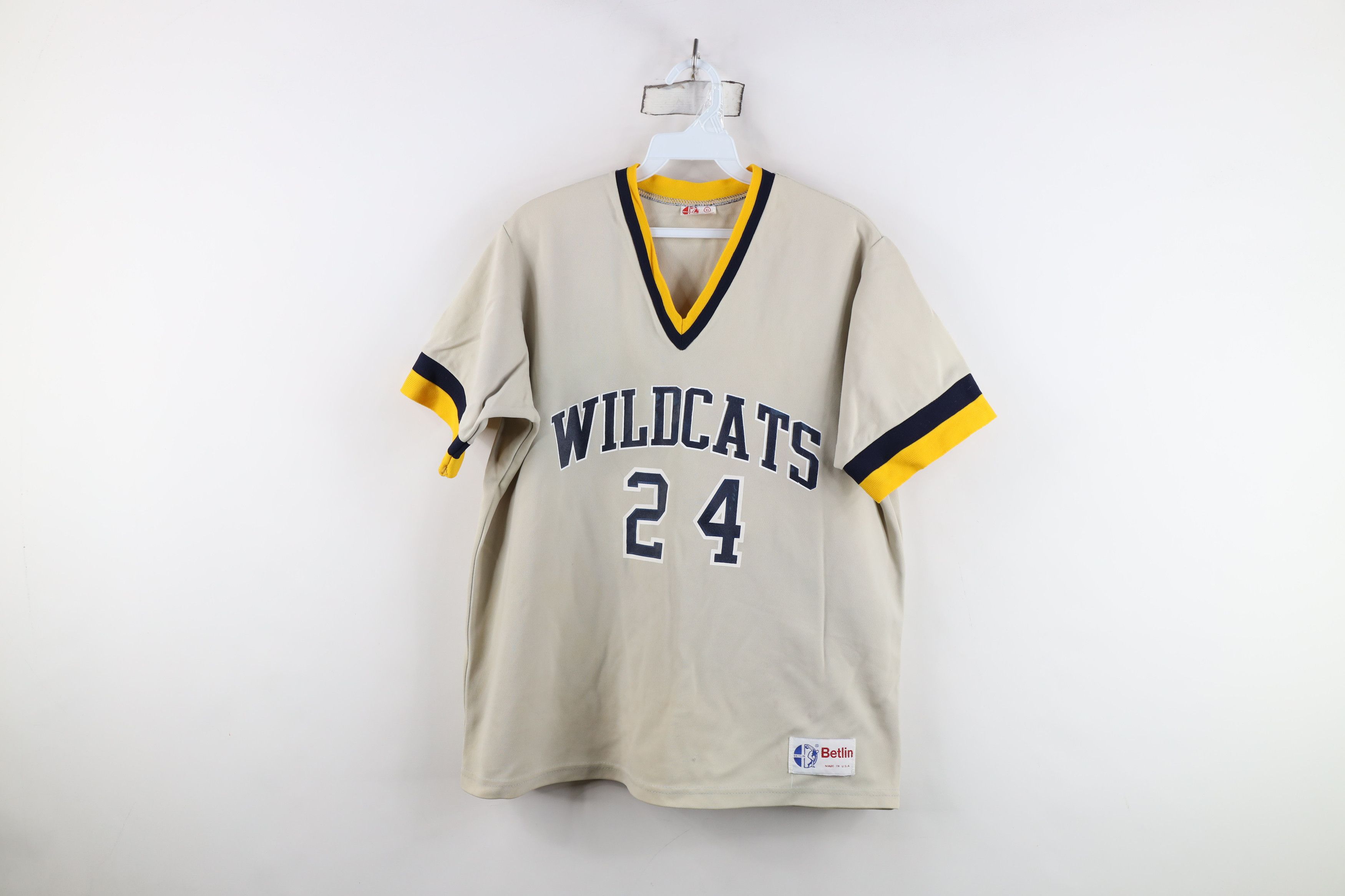 Vintage Vintage 70s Wildcats Nylon Durene Knit Baseball Jersey USA Size US XL / EU 56 / 4 - 1 Thumbnail