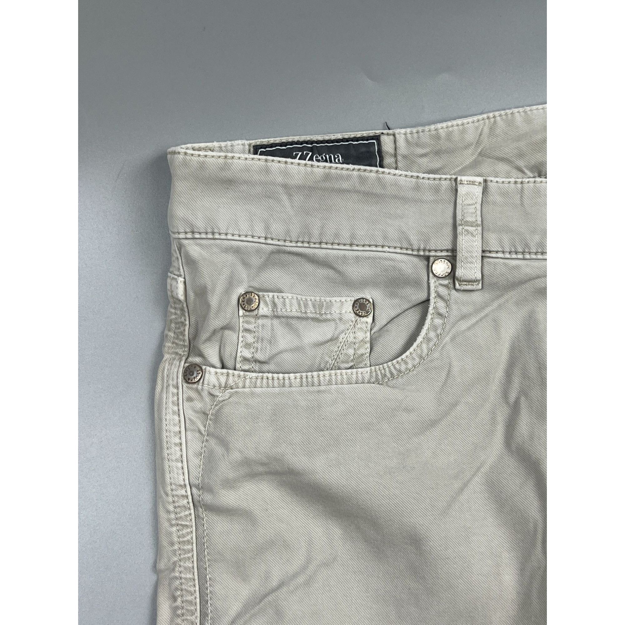 Z Zegna ZZegna Beige Cotton Pants (Y0948) Size US 35 - 4 Thumbnail
