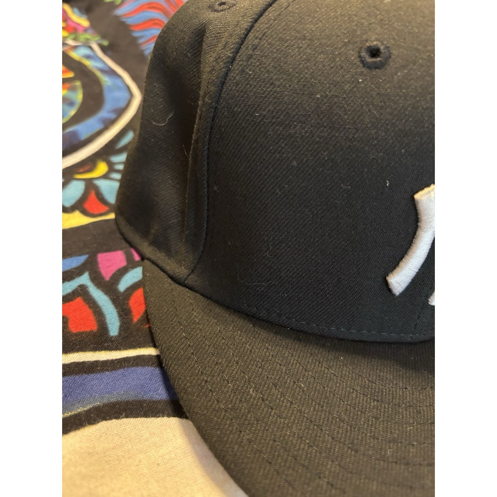 Vintage New York Yankees MLB Hat flex fit 7 1/2 black Size ONE SIZE - 2 Thumbnail