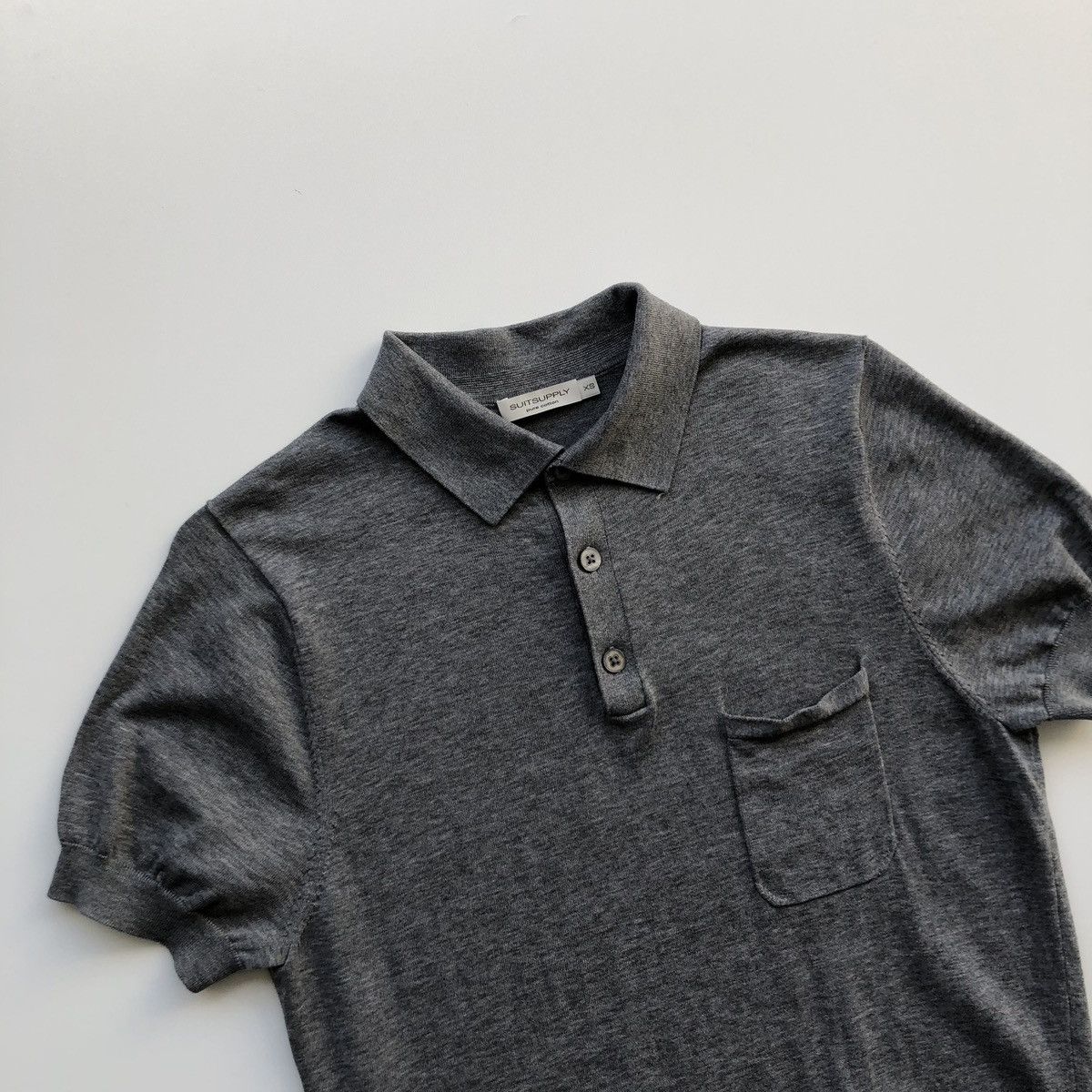 Suitsupply SuitSupply Pure Cotton Knit Polo Shirt Solid Grey Size US XS / EU 42 / 0 - 2 Thumbnail