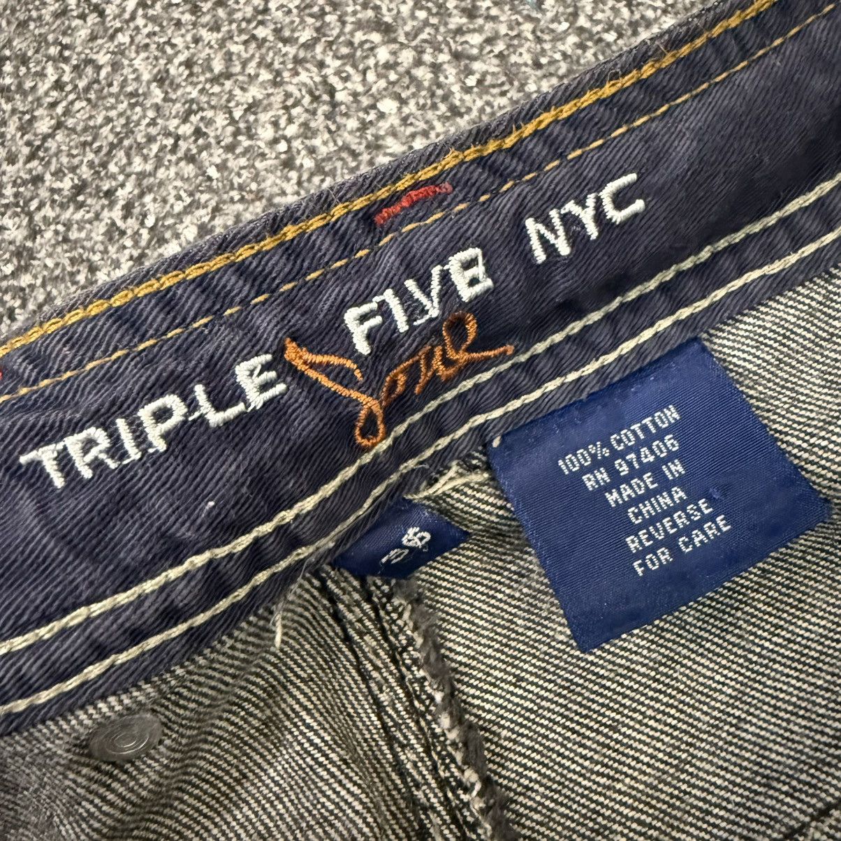 If Six Was Nine Triple 5 Soul Faded Black Baggy Crazy Jeans Size US 36 / EU 52 - 13 Thumbnail