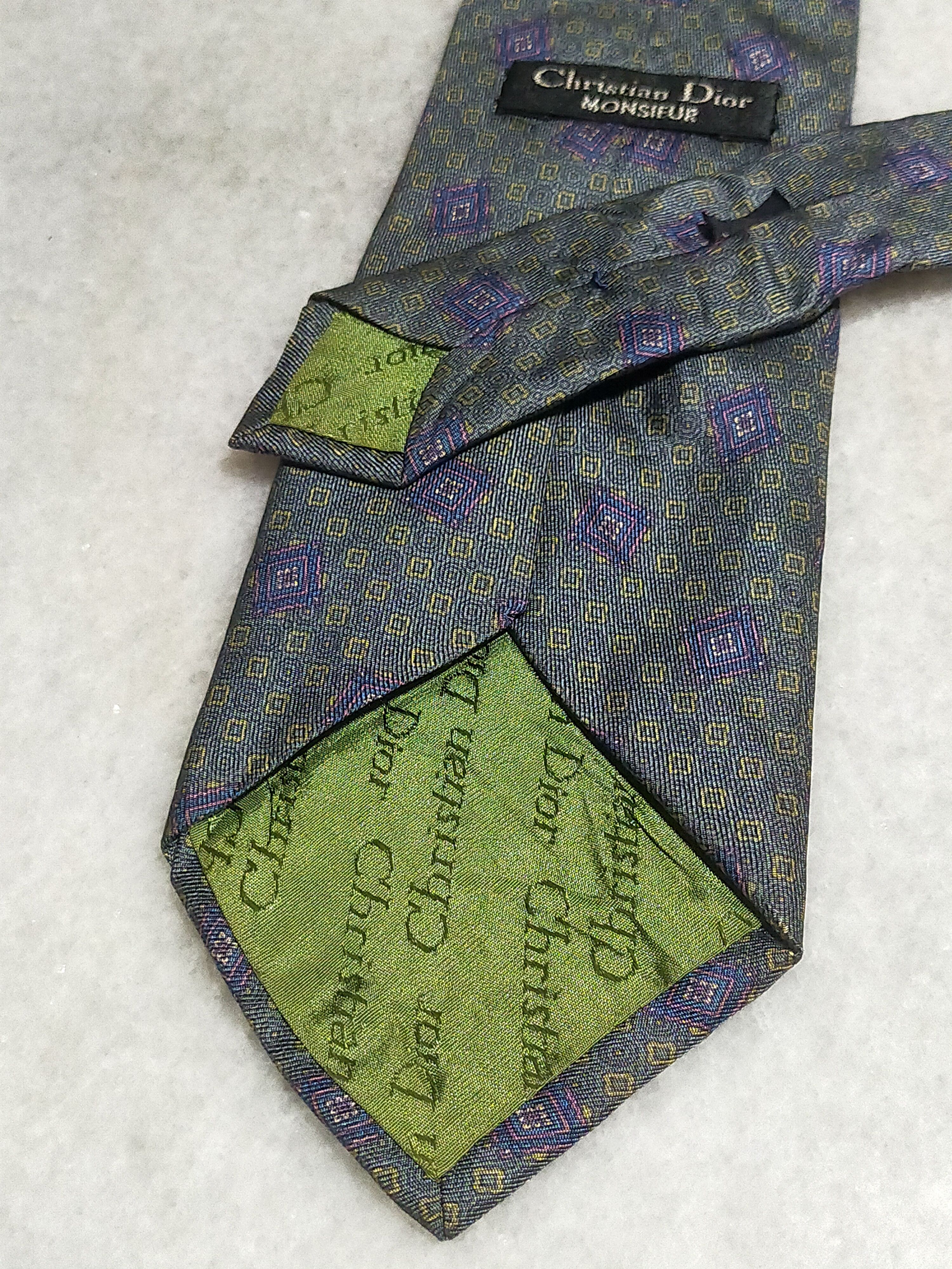Christian Dior Monsieur CHRISTIAN DIOR MONSIEUR LUXURY GREEN SILK TIE Size ONE SIZE - 5 Thumbnail