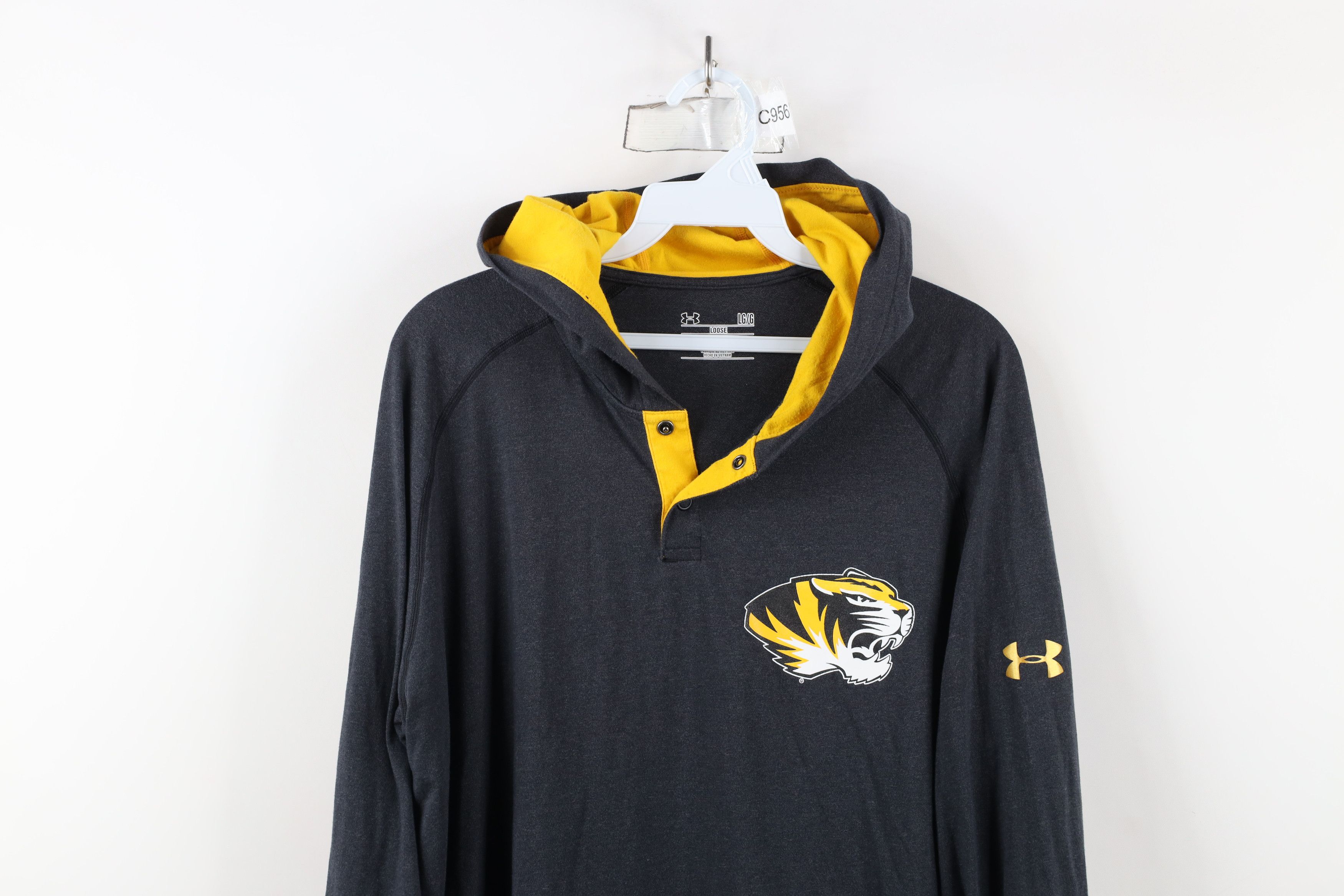 Under Armour × Vintage Under Armour University of Missouri Hooded Henley T-Shirt Size US L / EU 52-54 / 3 - 2 Thumbnail